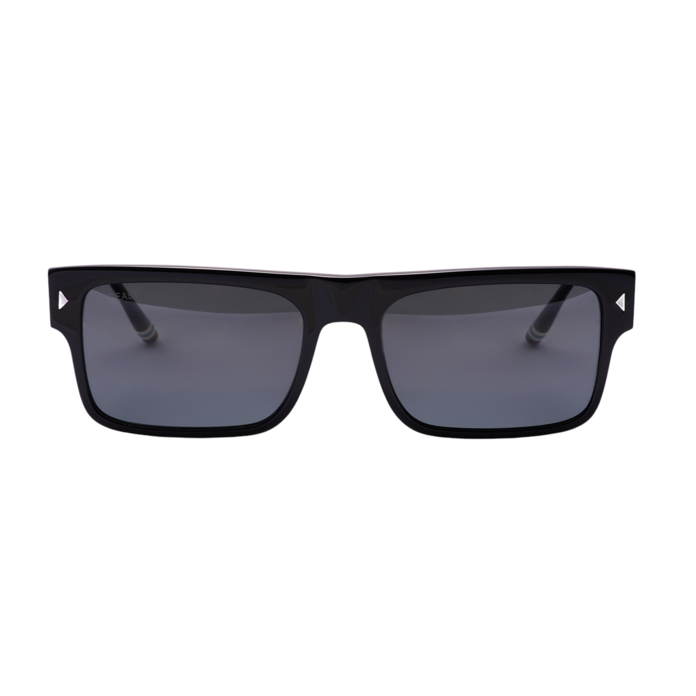 Black sunglasses with a white background