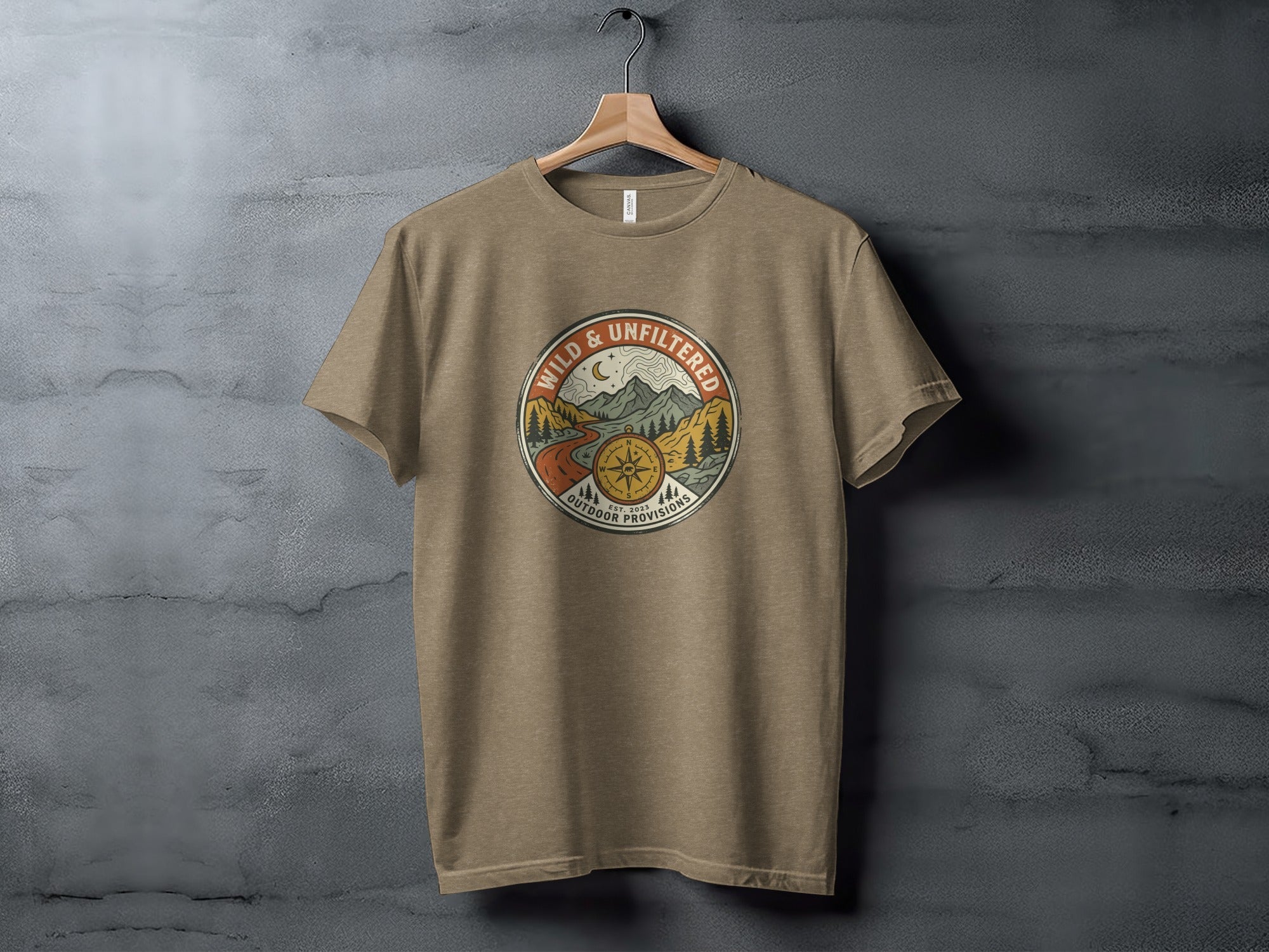 Embrace the Wild – Vintage Mountain & Compass Graphic T-Shirt