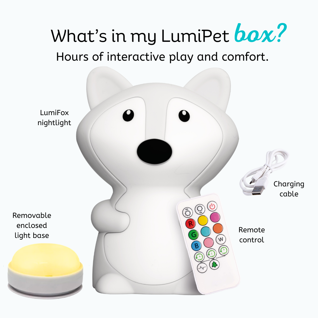 LumiPet Fiona the Fox Night Light – 9 Colors, USB Rechargeable | BPA-Free Silicone