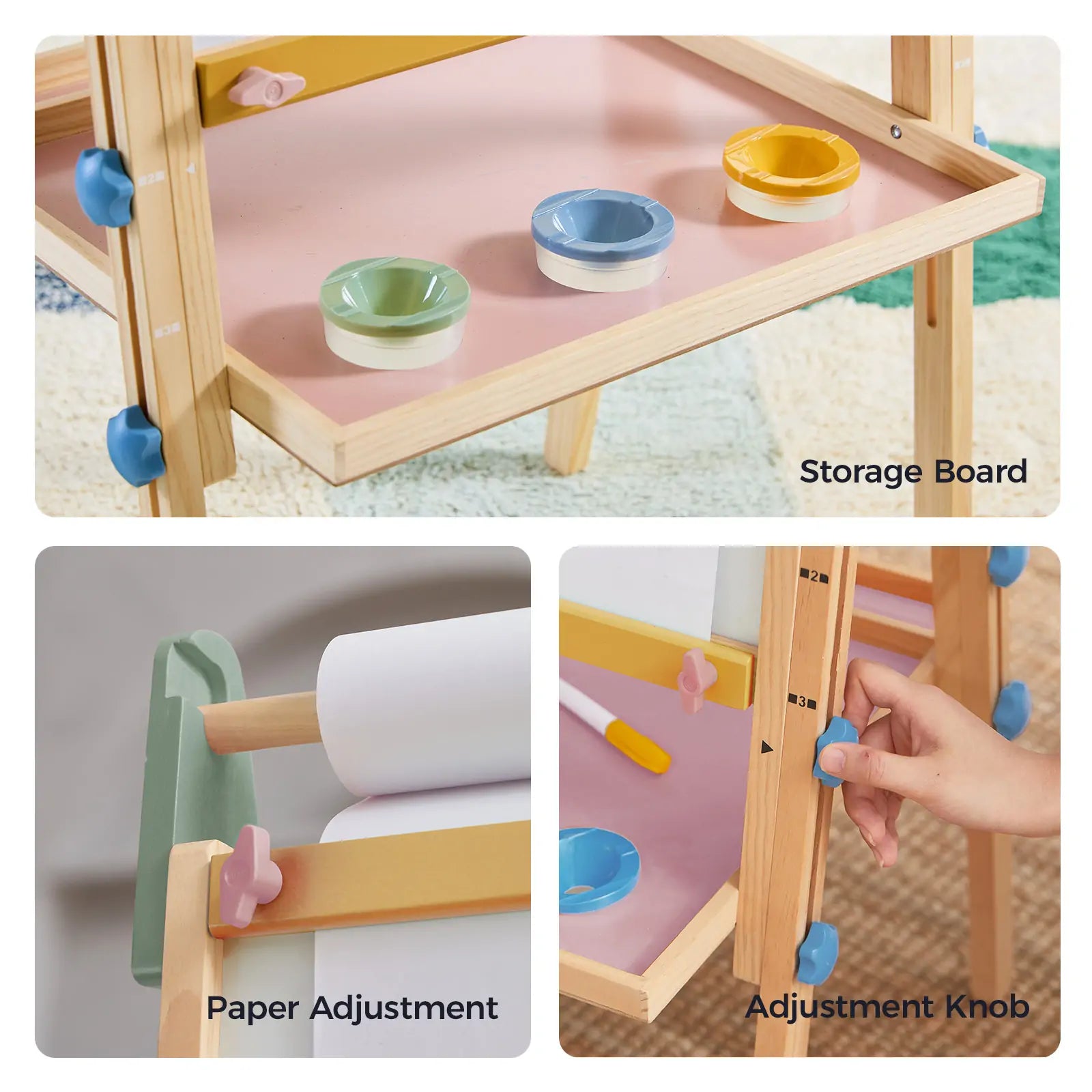 Tiny Land Double-Sided Kids Art Easel – Chalkboard, Whiteboard & Paper Roll