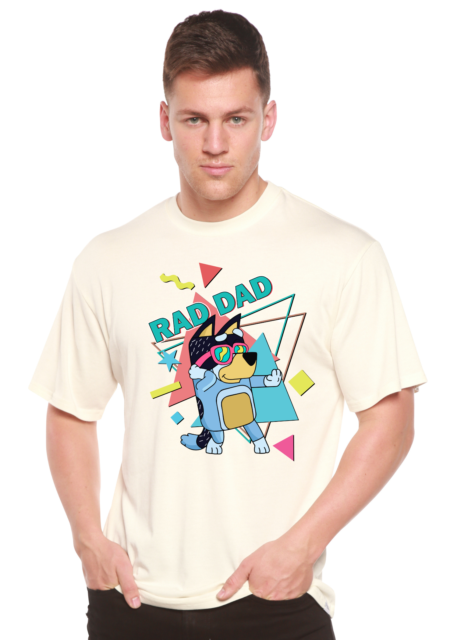 Rad Dad Bluey Men's Bamboo Graphic Tee | 70% Bamboo/Cotton | 15 Colors | S–XXL