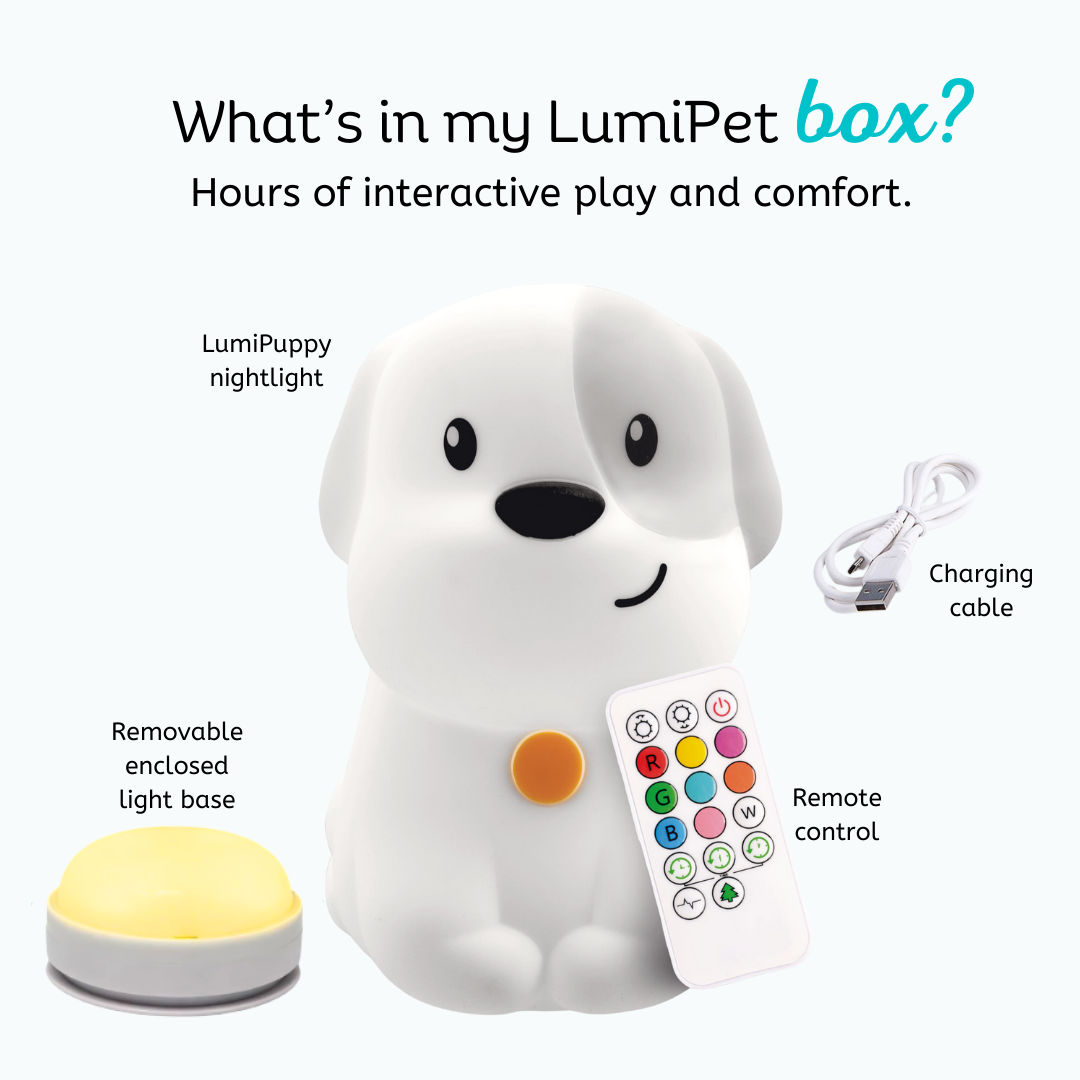 LumiPet Pepper – Puppy Night Light for Kids | Soft Silicone, 9 Colors, USB Rechargeable
