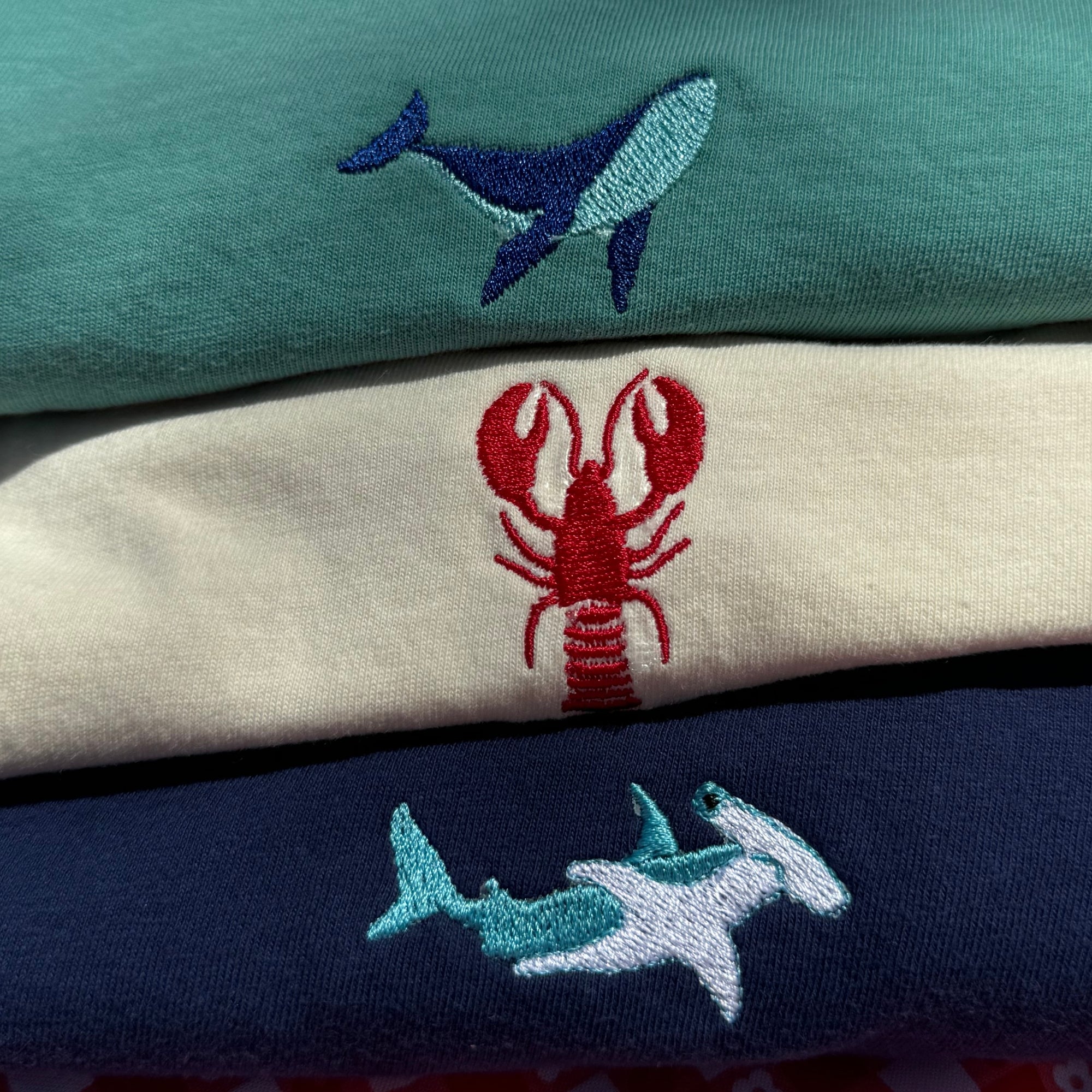 Lobster Embroidered T-Shirt | Coastal Wildlife Tee