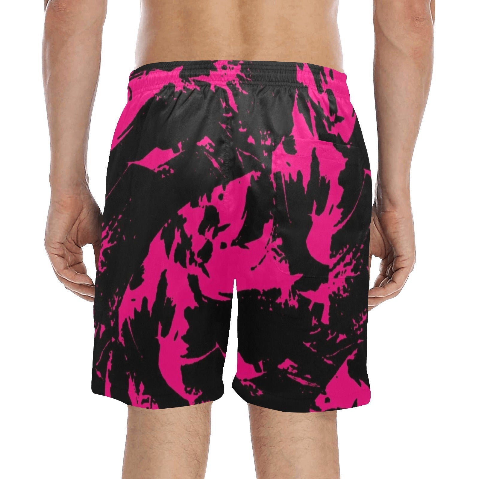 Men's Pink & Black Paint Splatter Swim Shorts – Bold Beach Style
