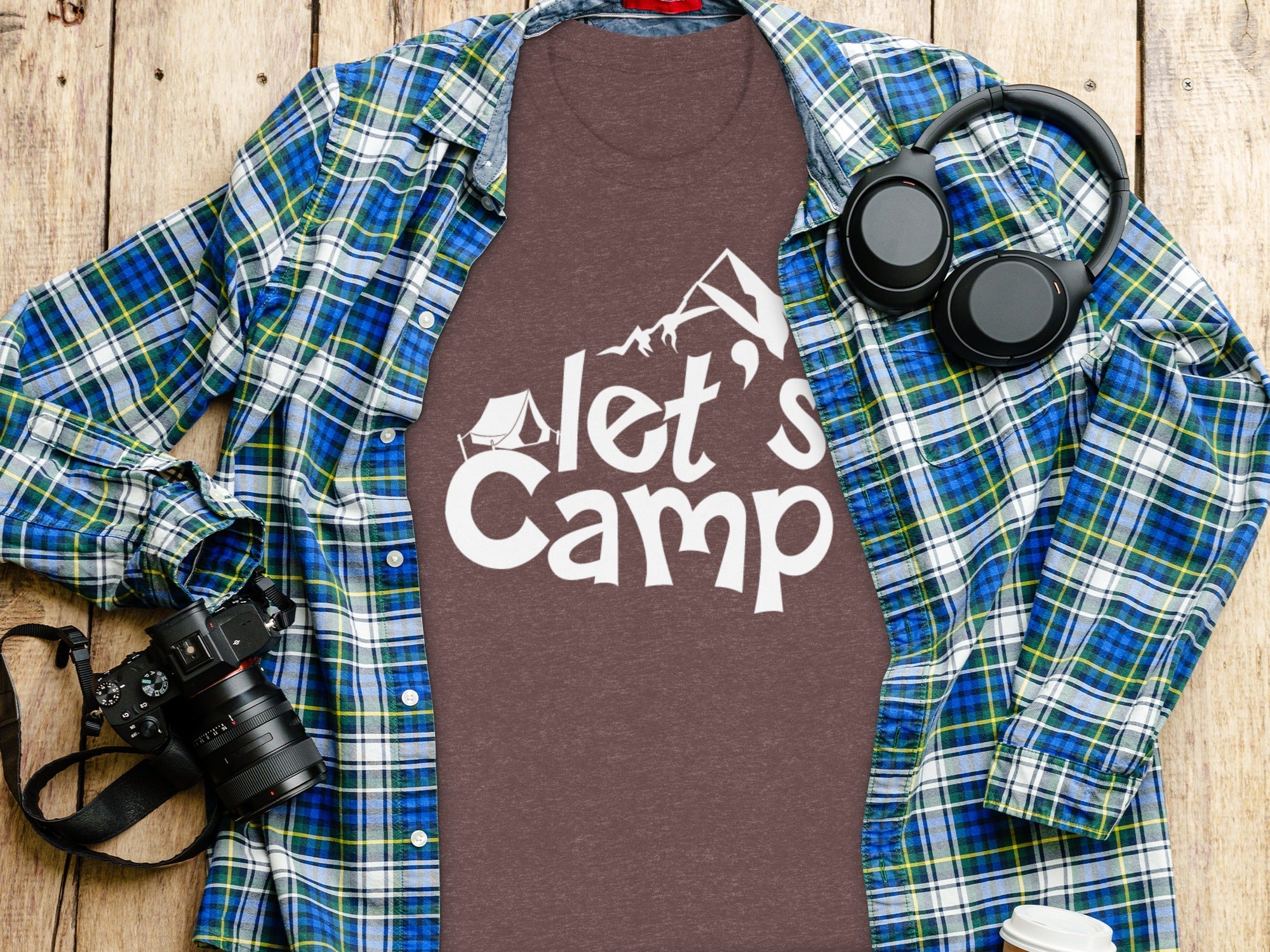 Let's Camp with Tent & Mountain T-Shirt