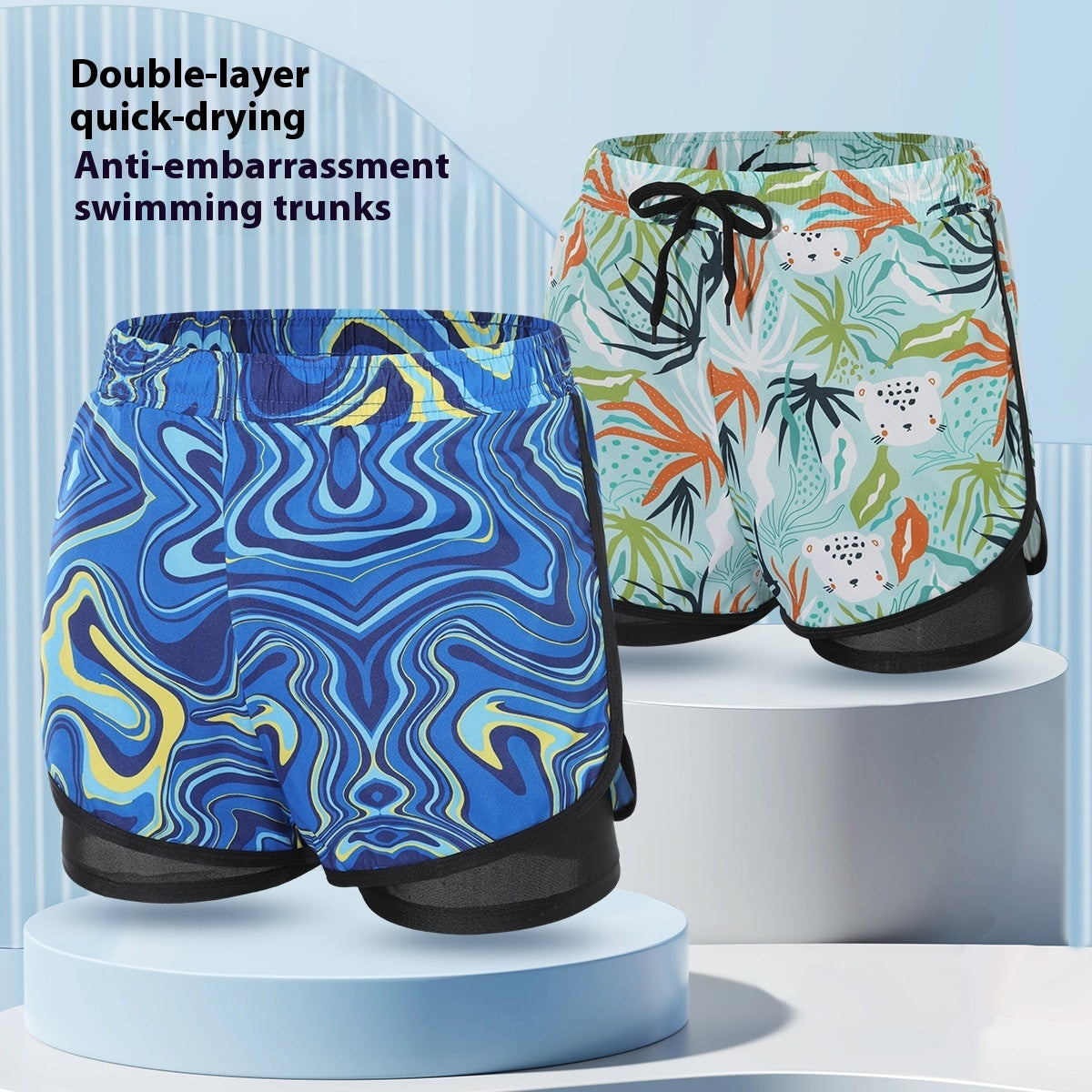 Men's Polyester Swim Trunks – Brief Style, Sizes L–4XL