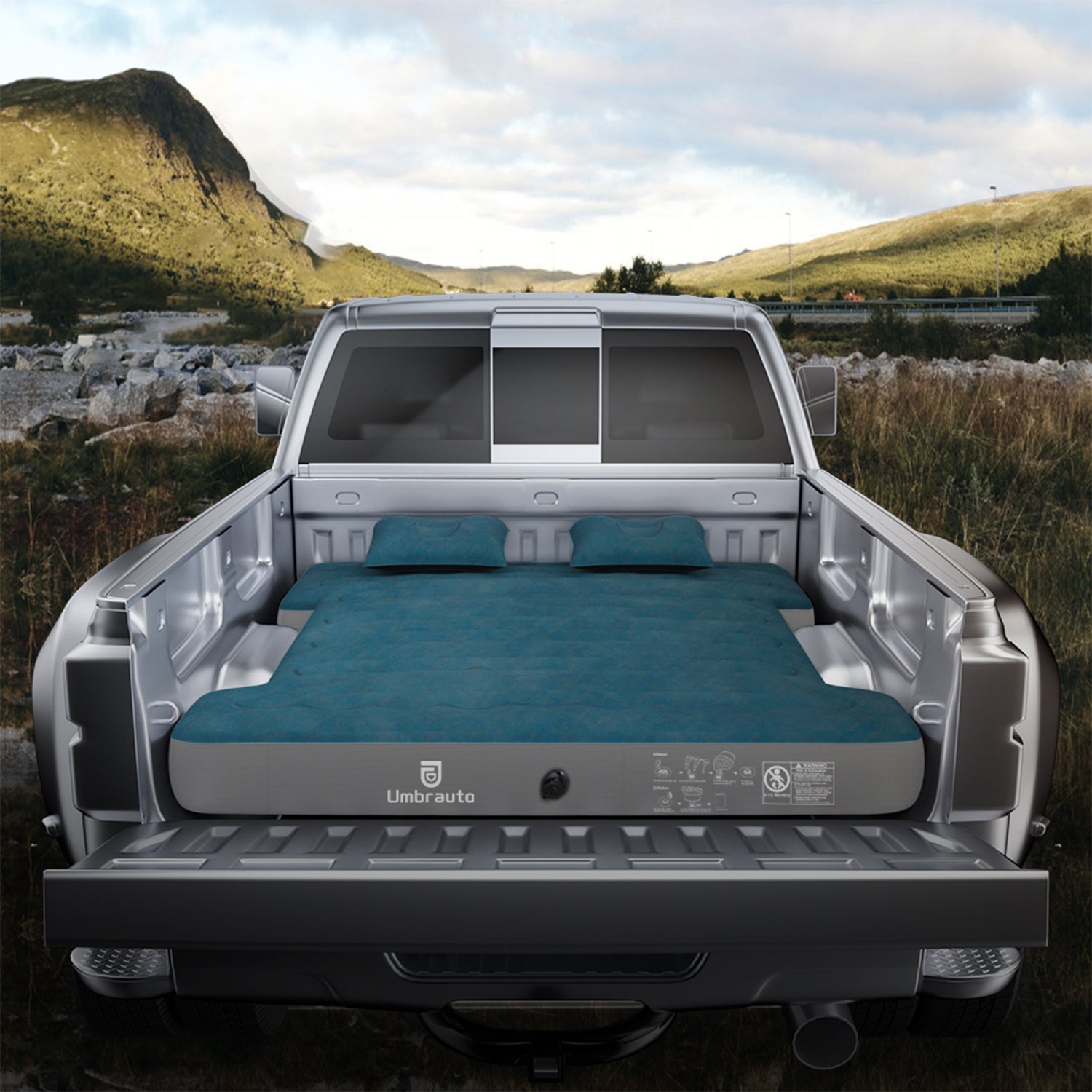 Umbrauto Short Truck Bed Air Mattress 1.0 — Fits 5.5–5.8 ft Beds, Teal