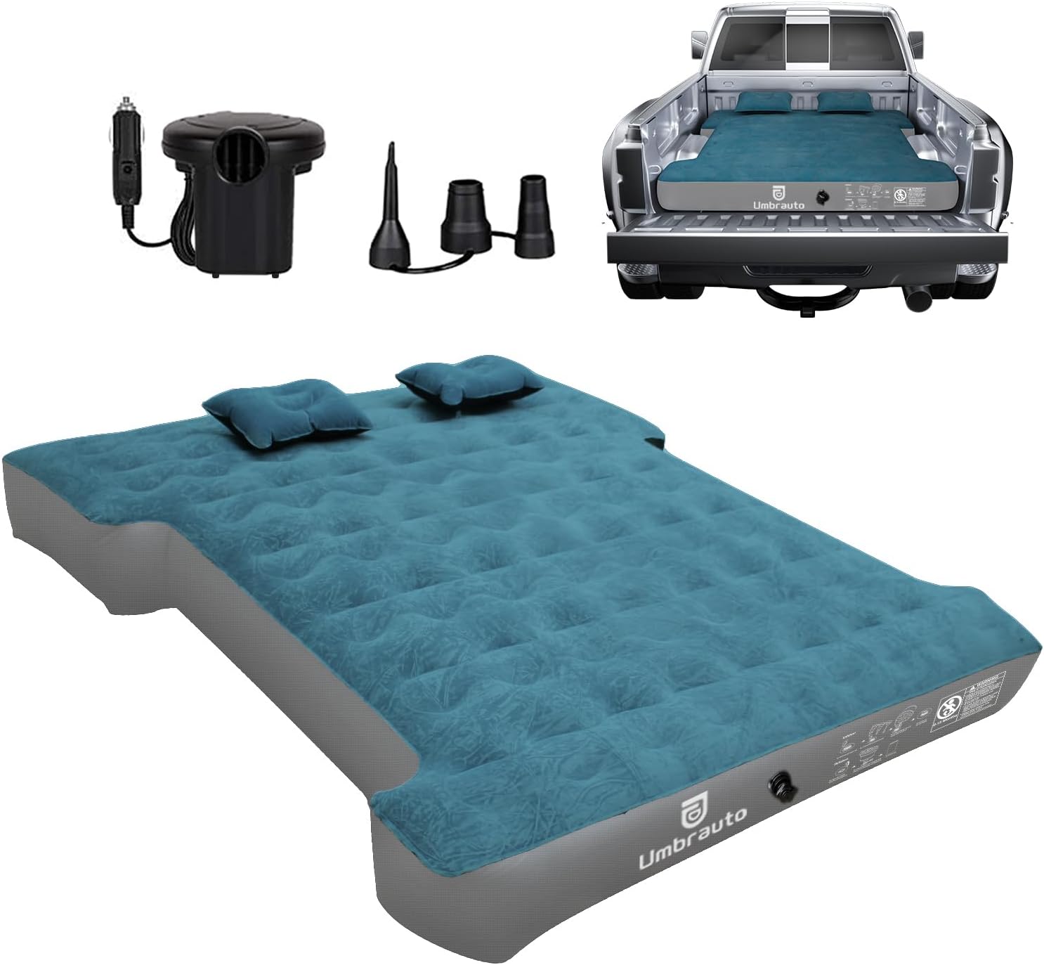 Umbrauto Short Truck Bed Air Mattress 1.0 — Fits 5.5–5.8 ft Beds, Teal