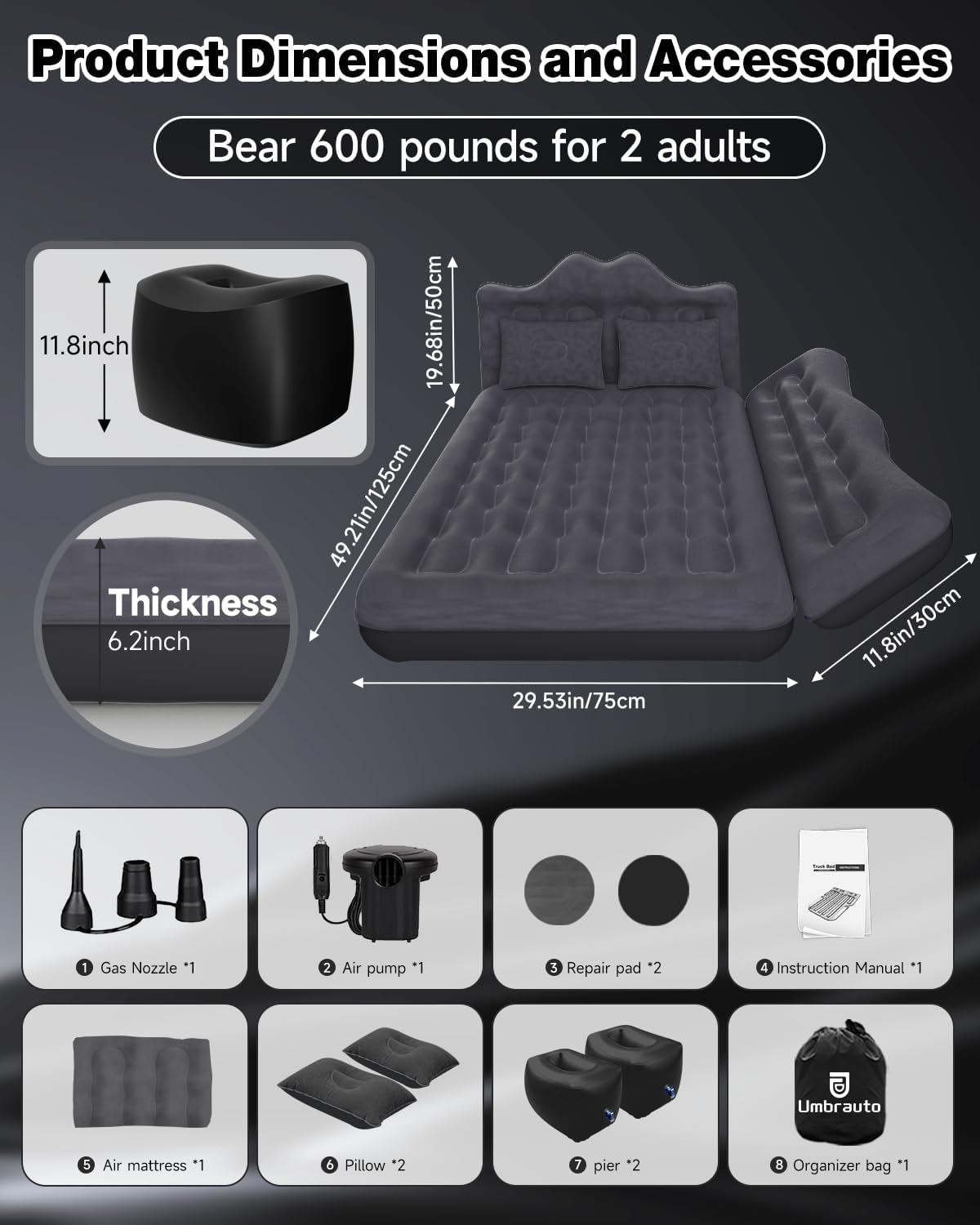 Car & SUV Air Mattress — 600 lb Capacity, Wave Ergonomic Design, Velvety PVC | 2–3 Adults