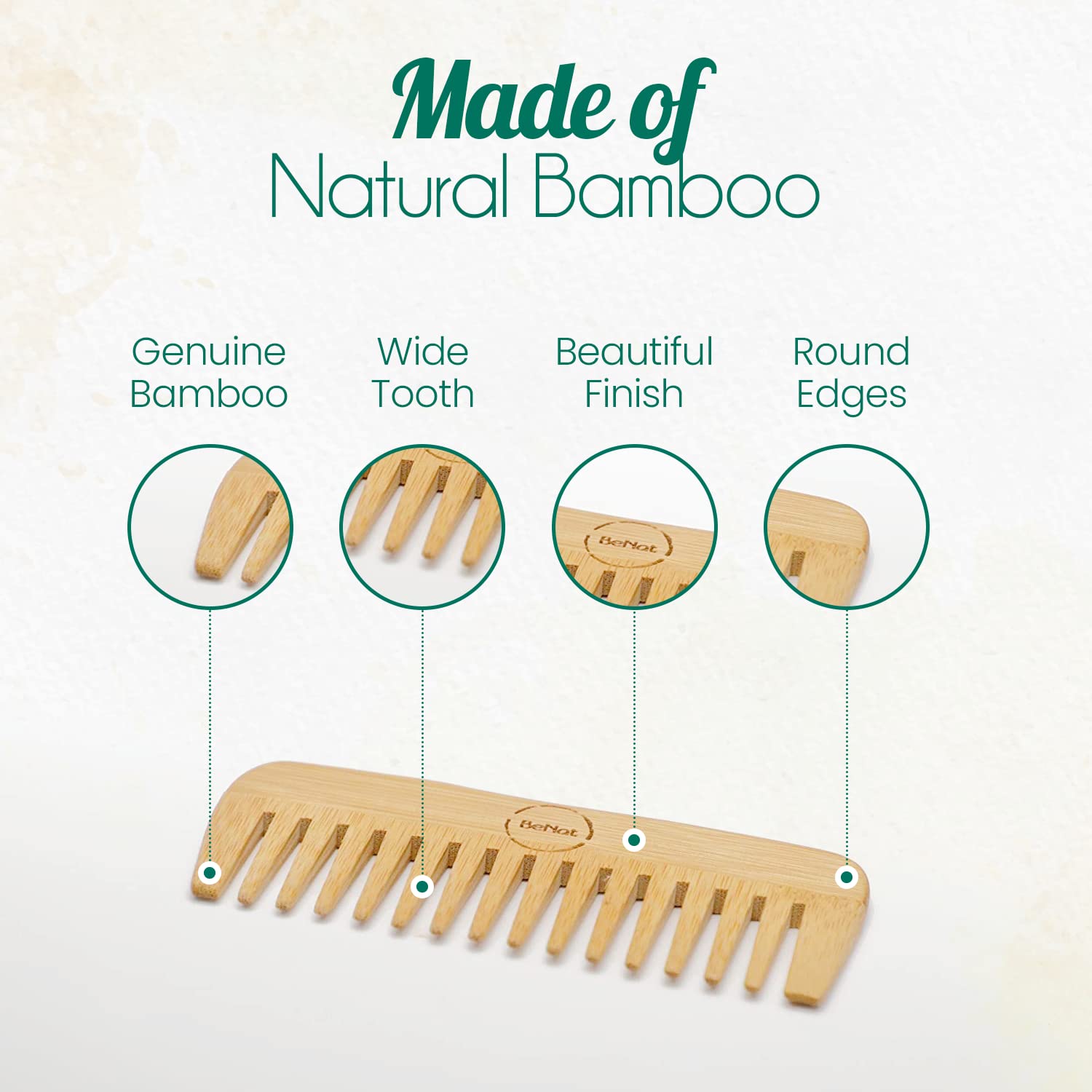 All-Natural Bamboo Hair Comb | Eco-Friendly Detangler for All Hair Types