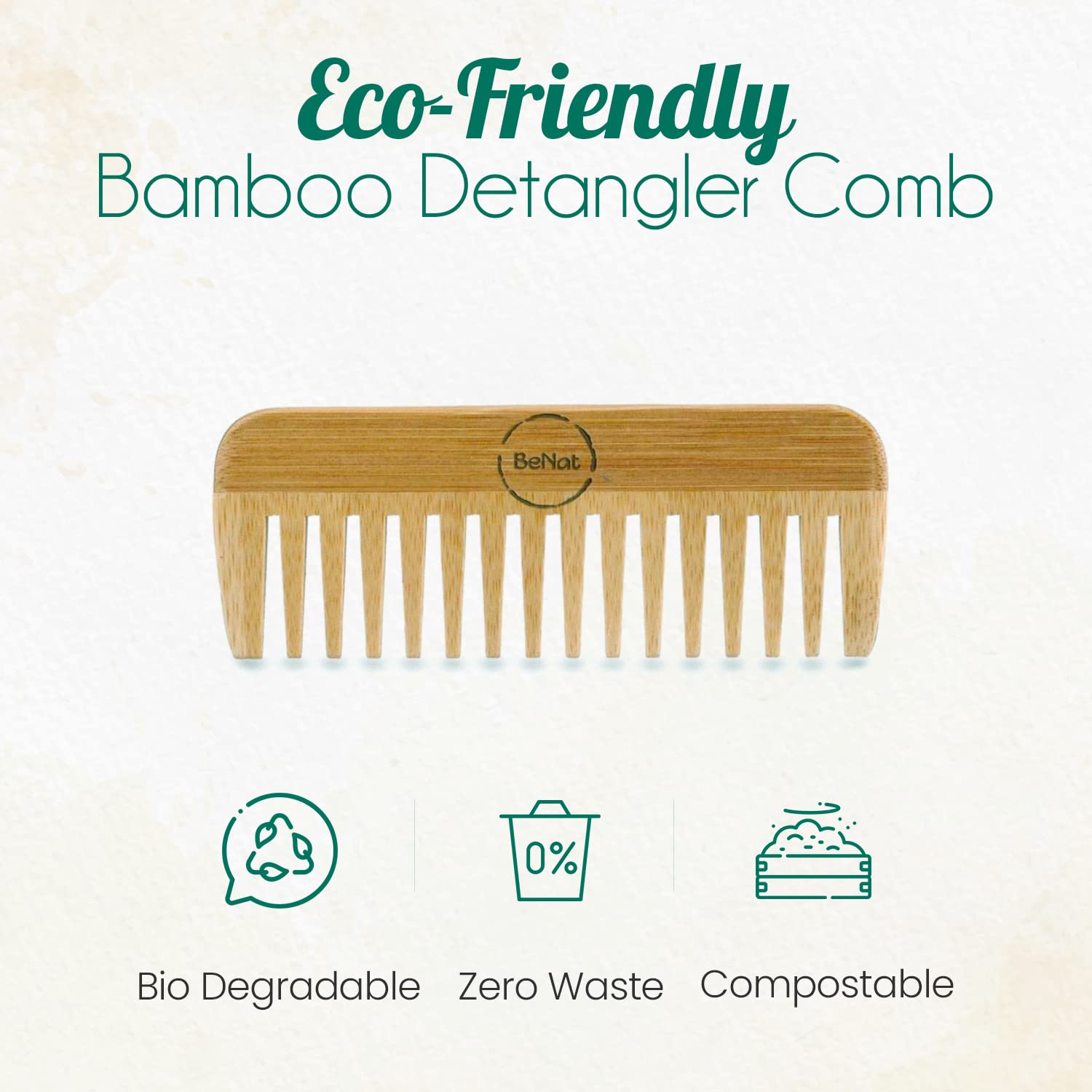 All-Natural Bamboo Hair Comb | Eco-Friendly Detangler for All Hair Types
