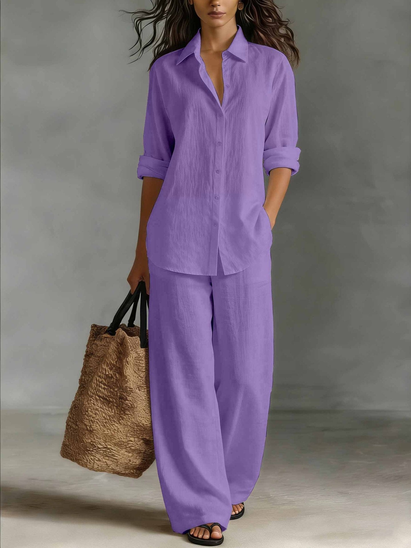 Women's Bohemian Cotton-Linen Top & Pants Set — Resort Lounge Co-ord