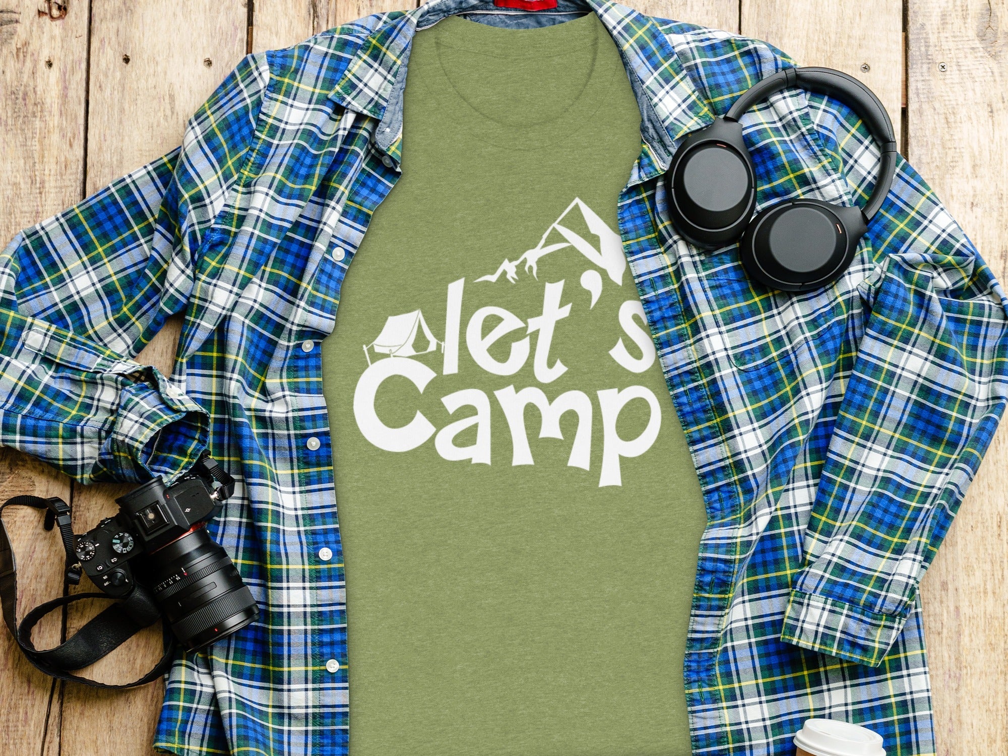 Let's Camp with Tent & Mountain T-Shirt