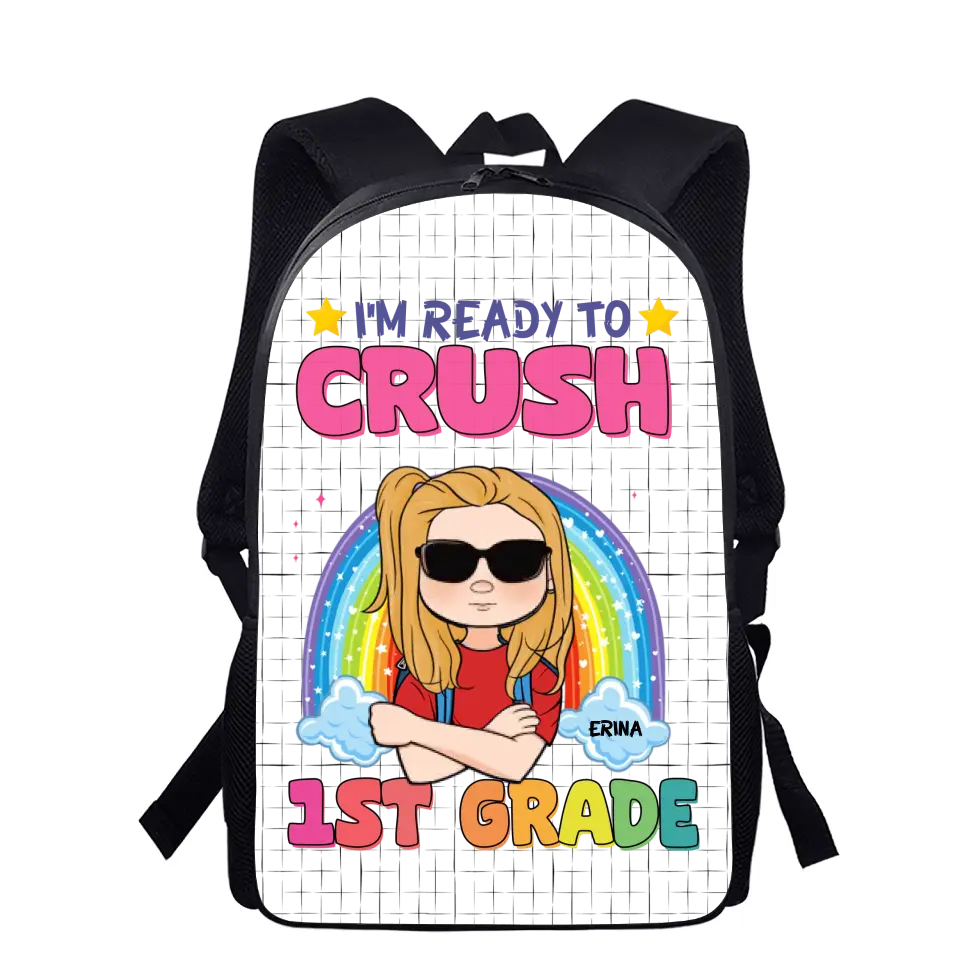 Personalized Kids Backpack Set – "I'm Ready To Crush 1st Grade" | Backpack, Lunch Bag & Pencil Case
