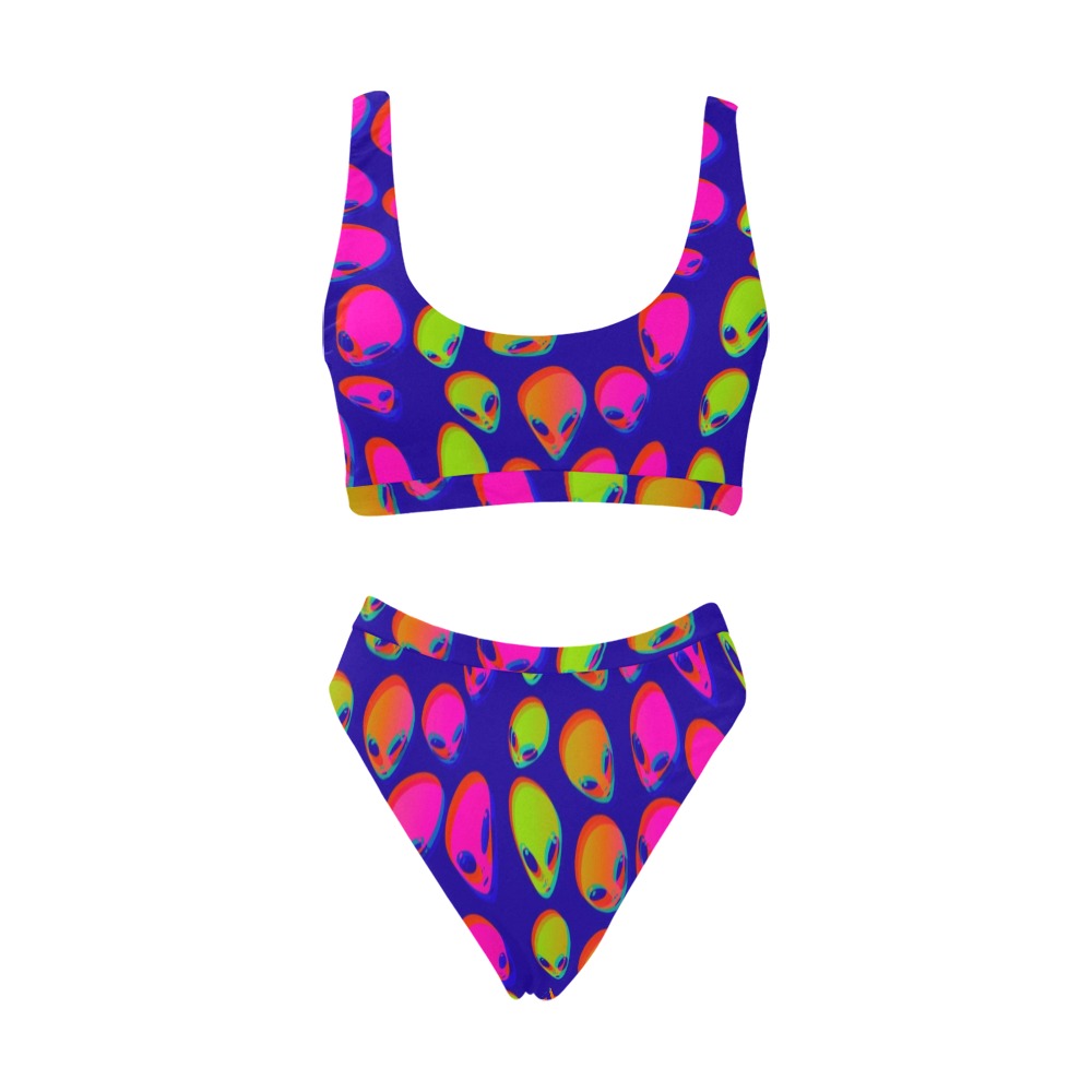 Women's Neon Alien Blast UV Blacklight Reactive Sport Bikini Set – Rave & Pool