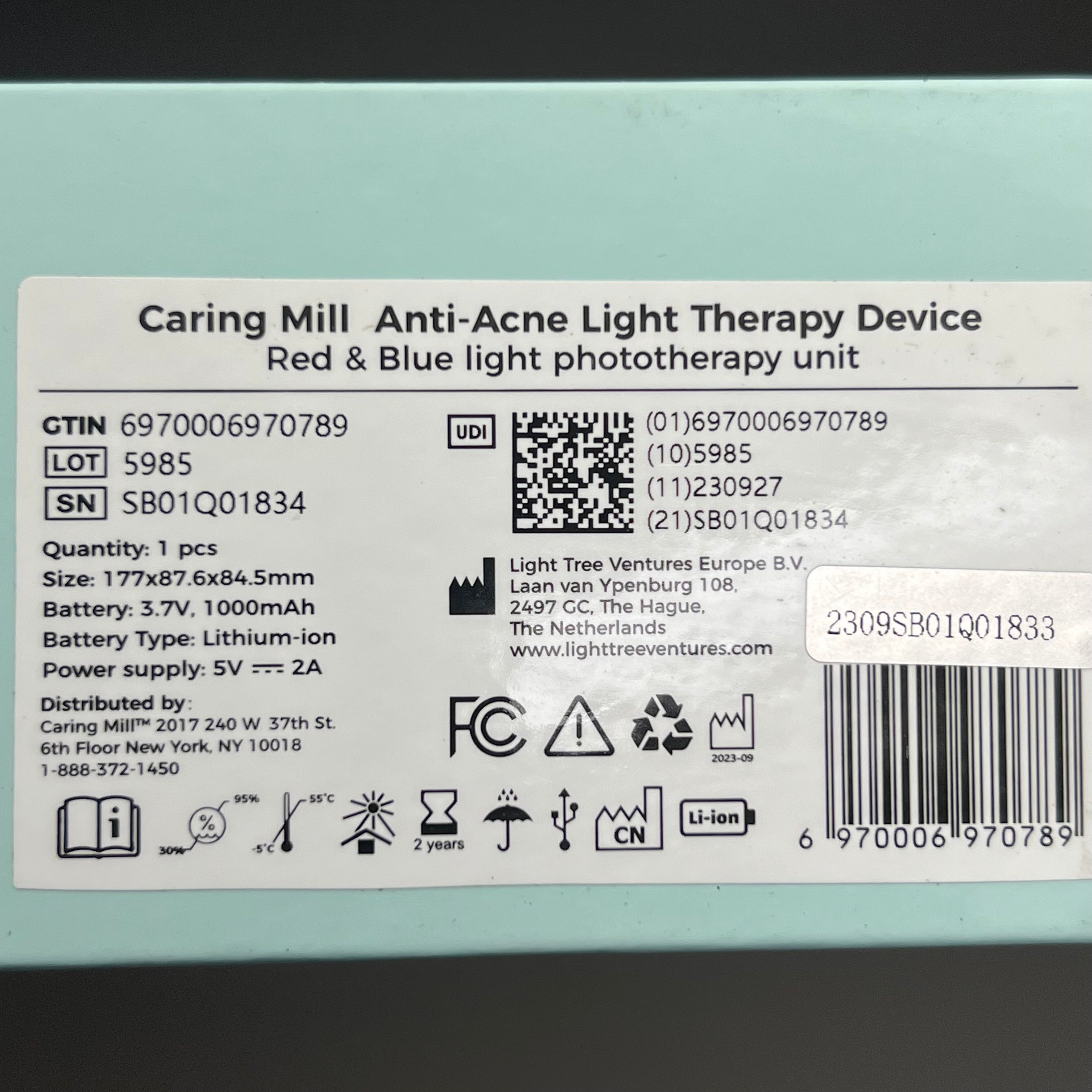 CARING MILL Anti-Acne Blue Light Therapy Device | Model 5985