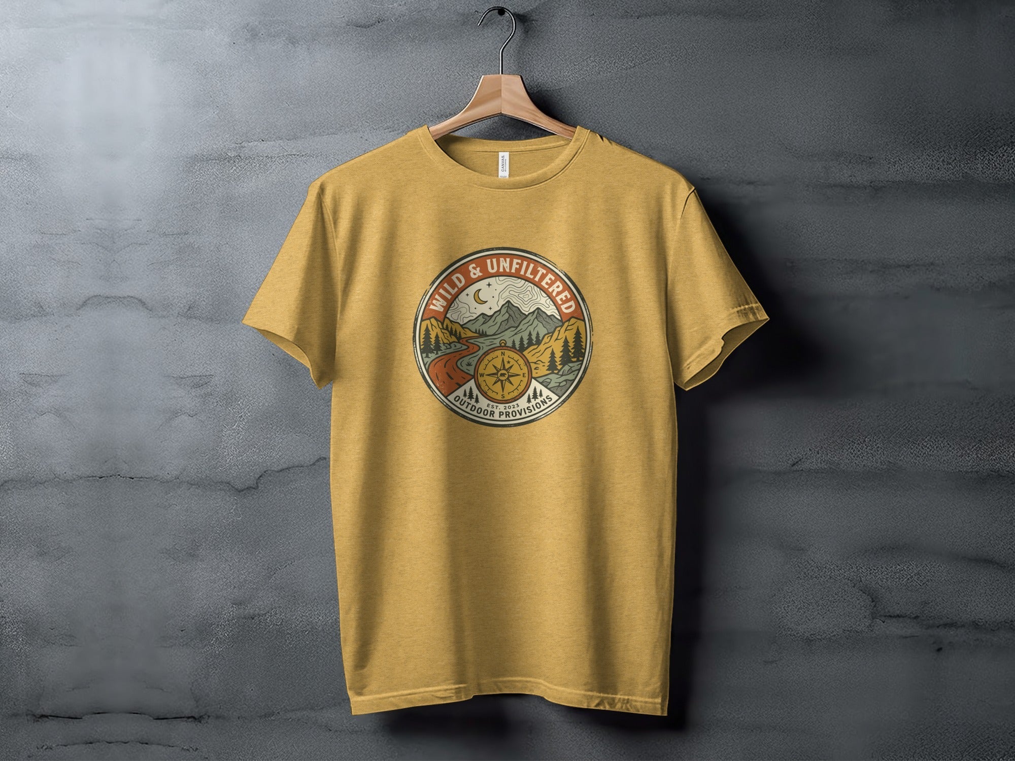 Embrace the Wild – Vintage Mountain & Compass Graphic T-Shirt