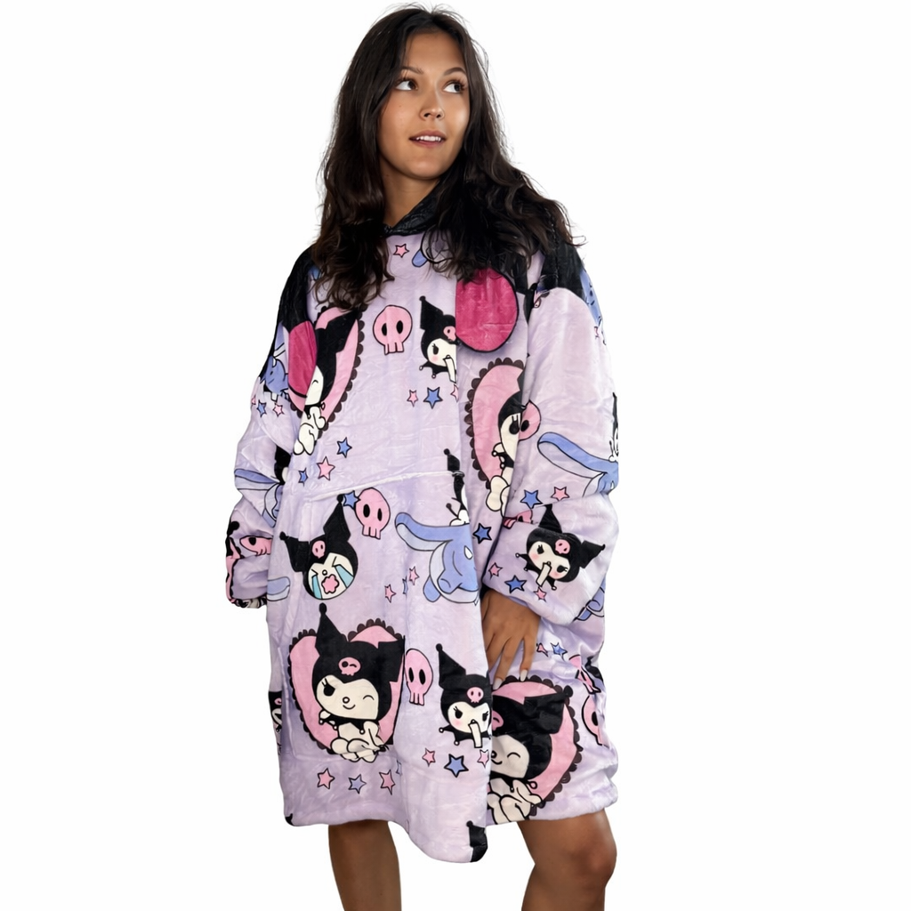 Kawaii Tragbarer Decken-Hoodie — Süßer & Kuscheliger Premium Sherpa (1,13 kg)