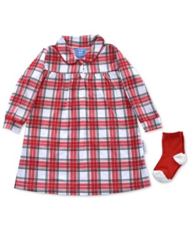 Max & Olivia Girls Nightgown with Matching Socks – Fair Isle Print