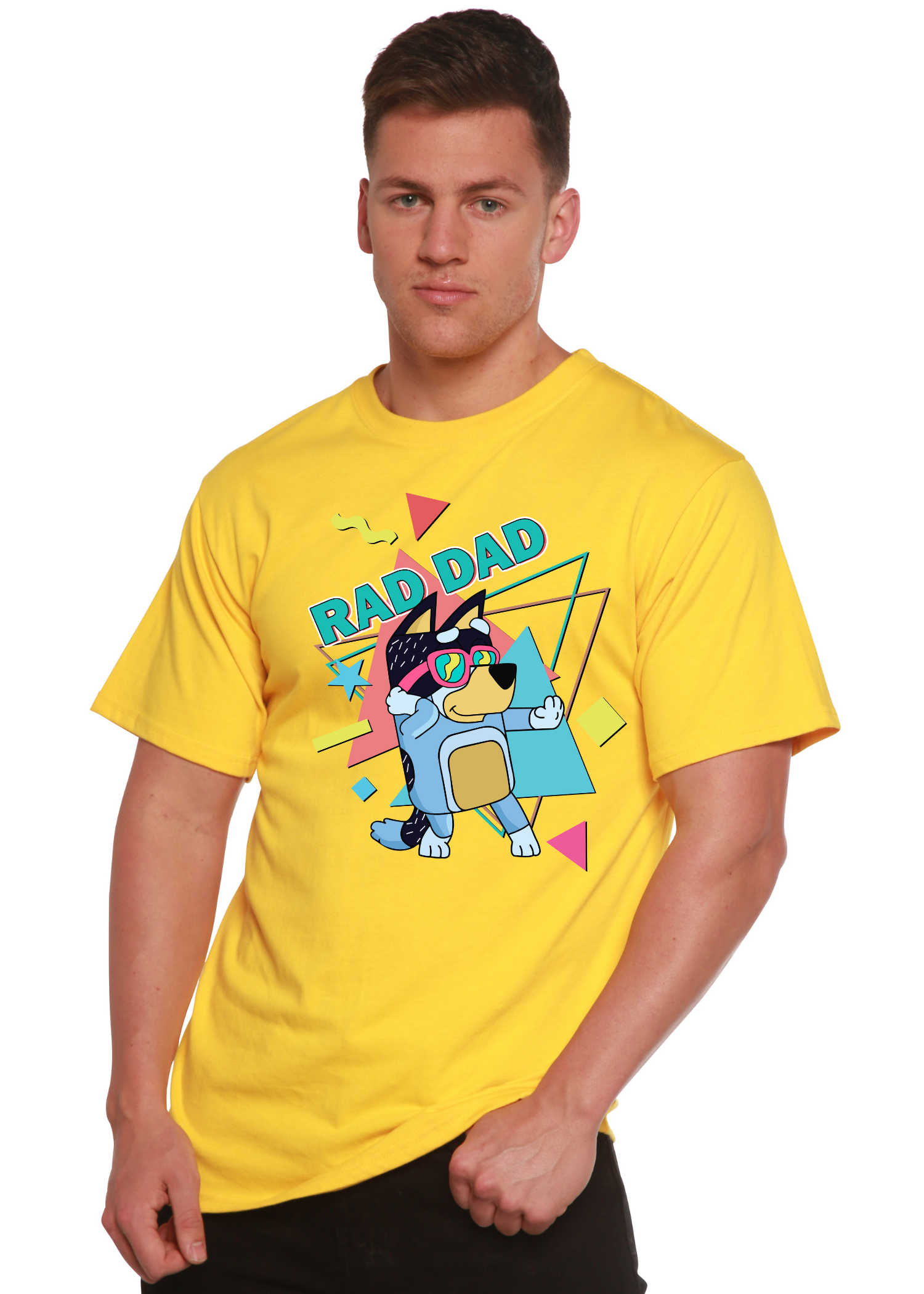 Rad Dad Bluey Men's Bamboo Graphic Tee | 70% Bamboo/Cotton | 15 Colors | S–XXL