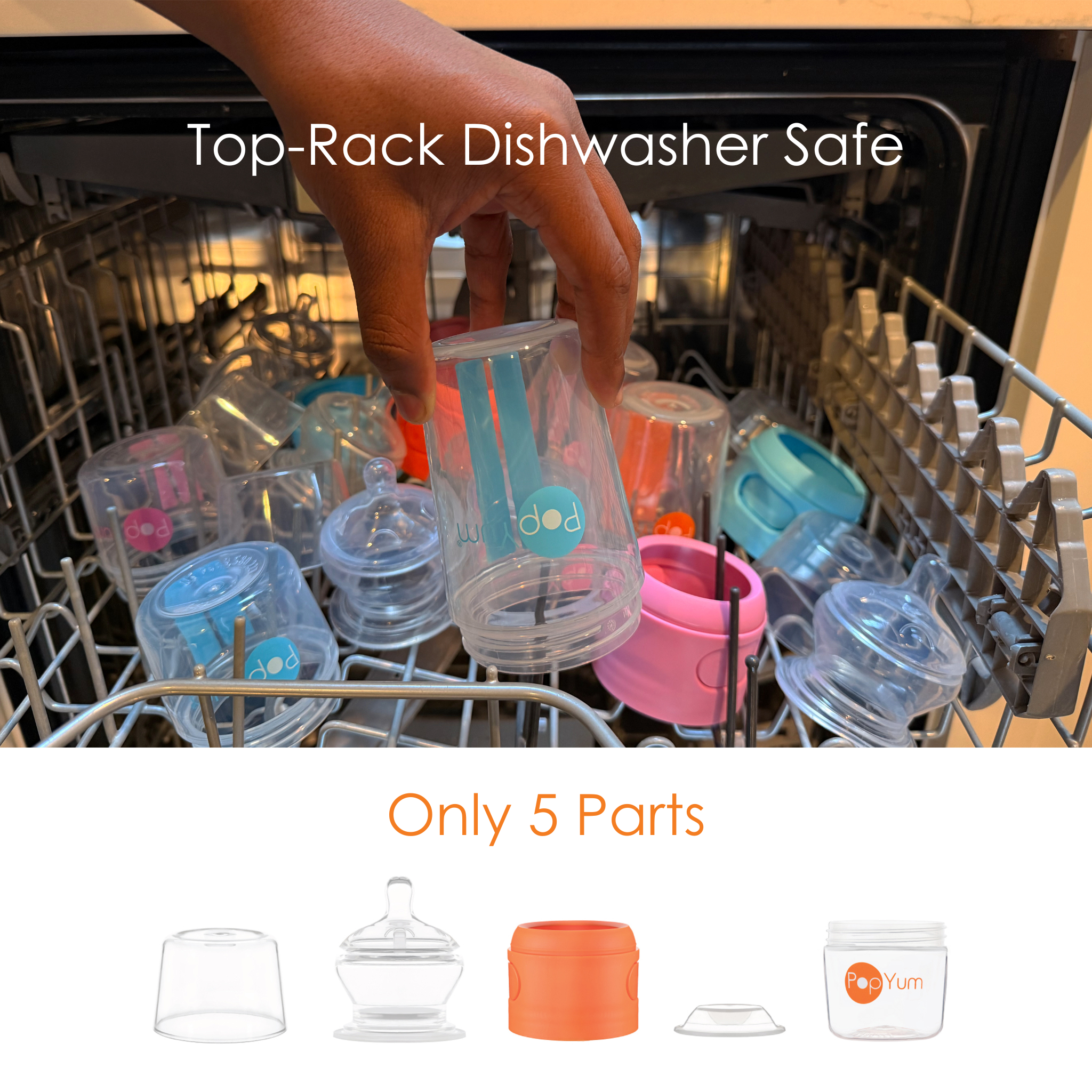 PopYum Baby Bottles Starter Set – One-Handed Formula Feeding Bottles