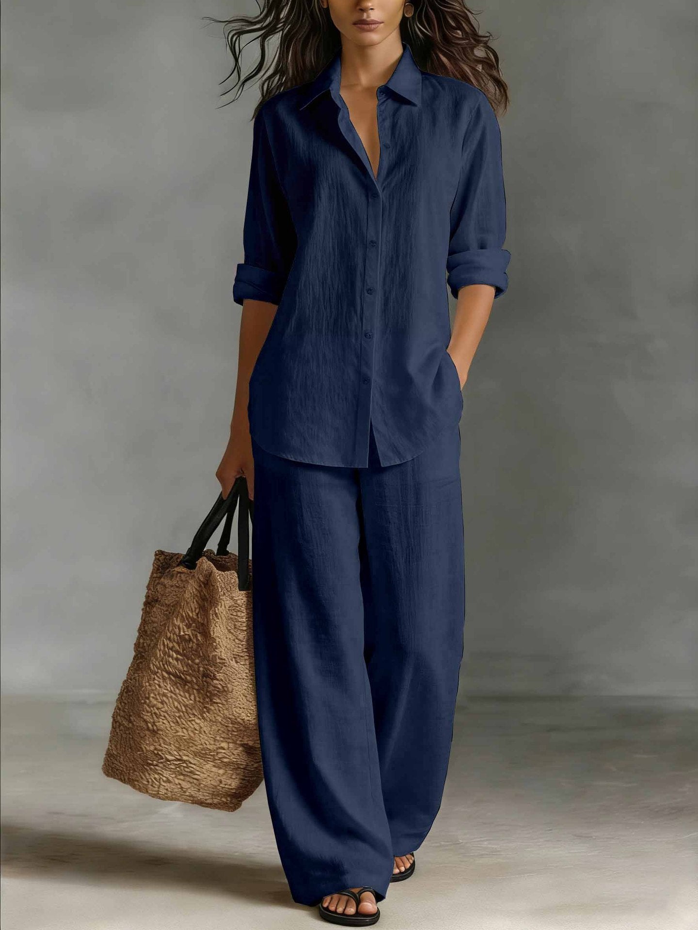 Women's Bohemian Cotton-Linen Top & Pants Set — Resort Lounge Co-ord