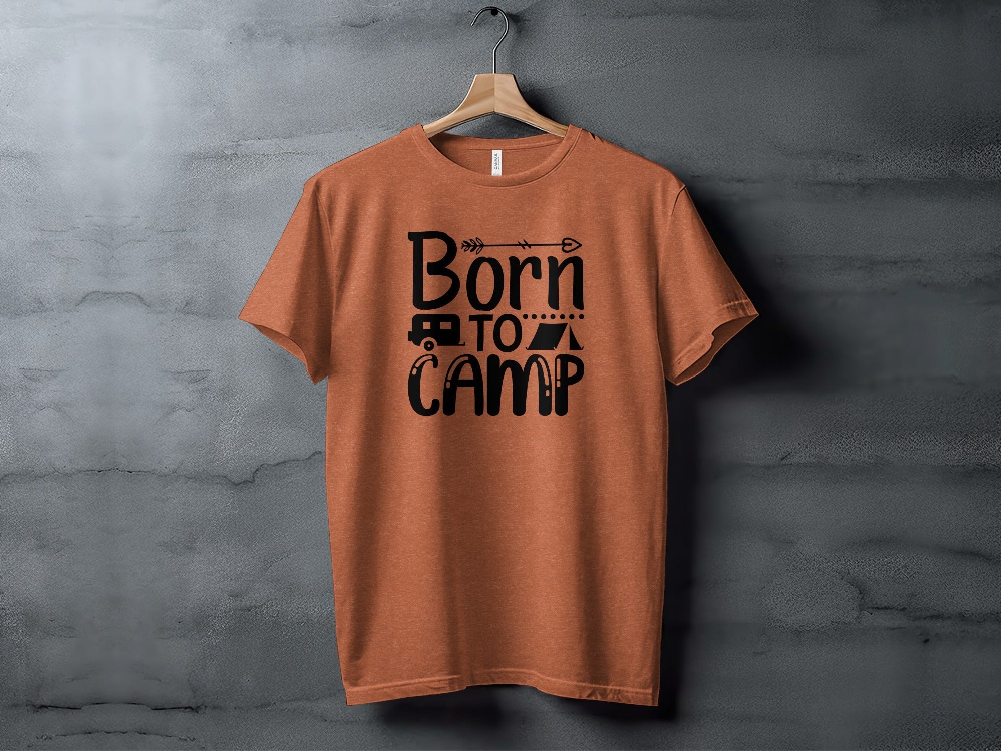 Born To Camp With Tent And Camper Fun Outdoors T-Shirt