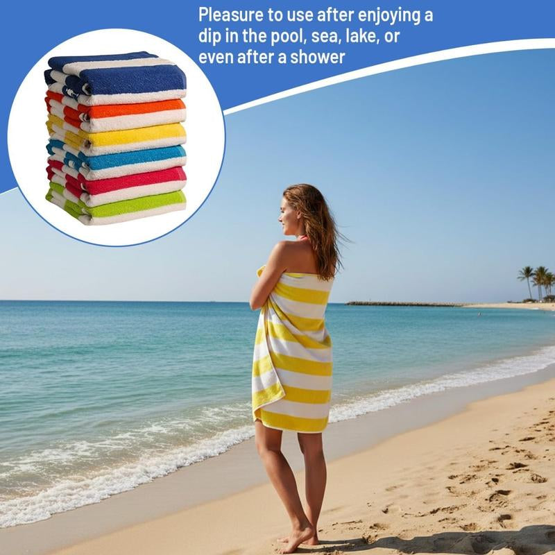 100% Cotton Bath Towels – 6-Pack Cabana Stripe, Lightweight & Absorbent