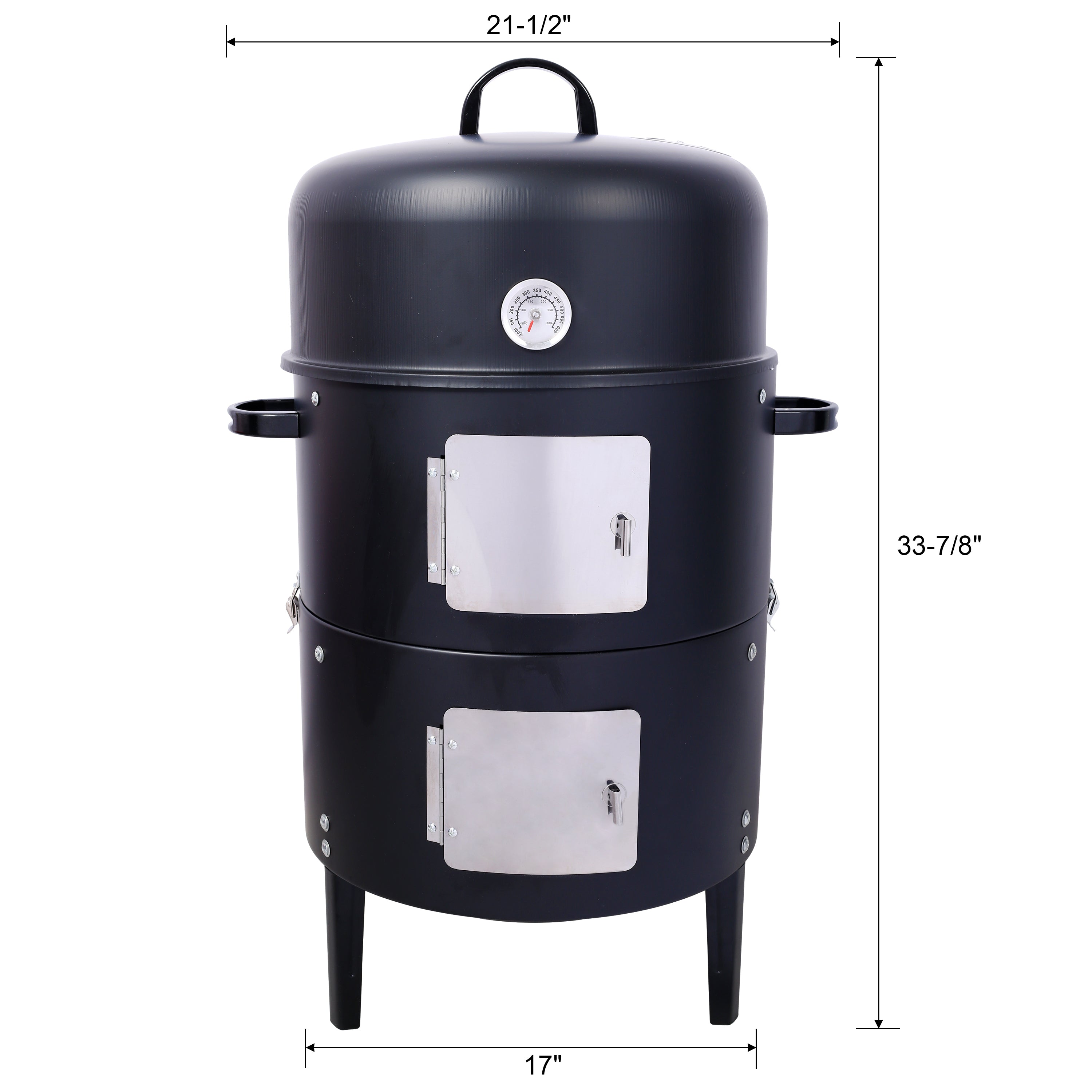 17-Inch Heavy Duty Steel Charcoal Smoker Grill – Black