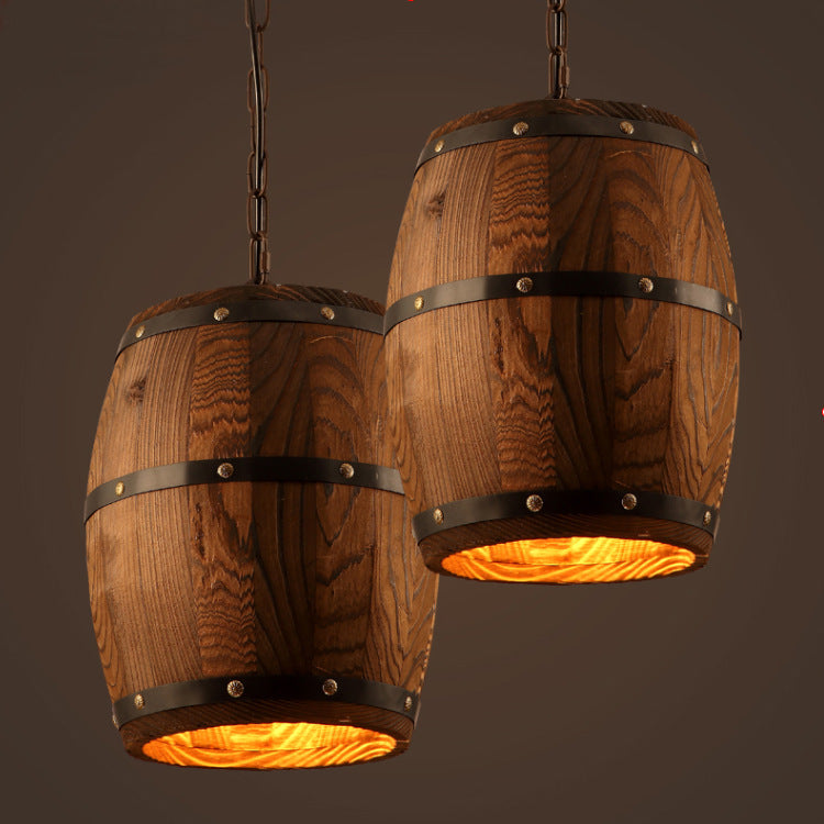 Nordic Wood Pendant Light | Pastoral Retro Style, E27 LED, Adjustable Height