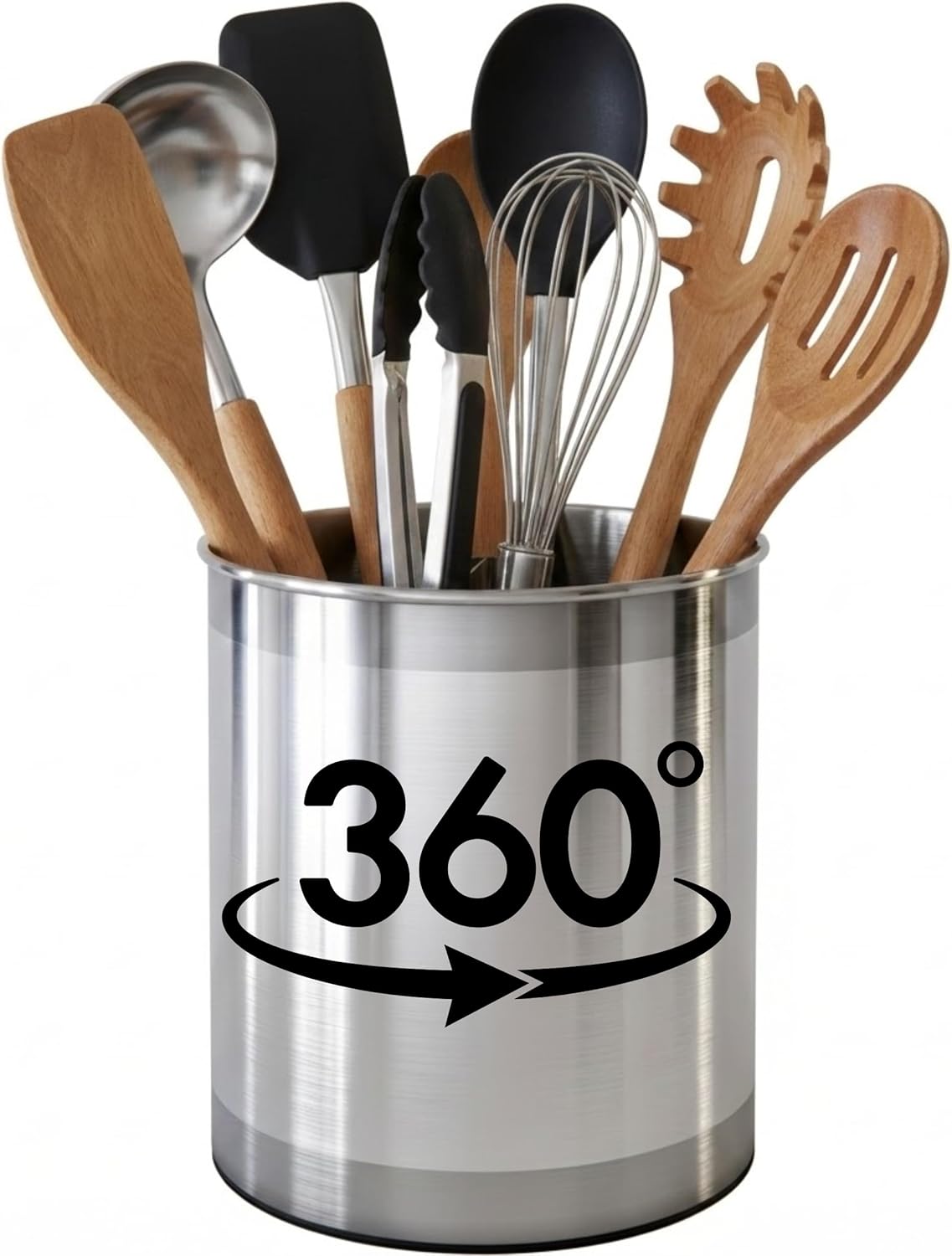 Cooler Kitchen Extra Großer Utensilienhalter | 17,8 cm drehbarer Bestecktopf mit Teiler | Spülmaschinenfest