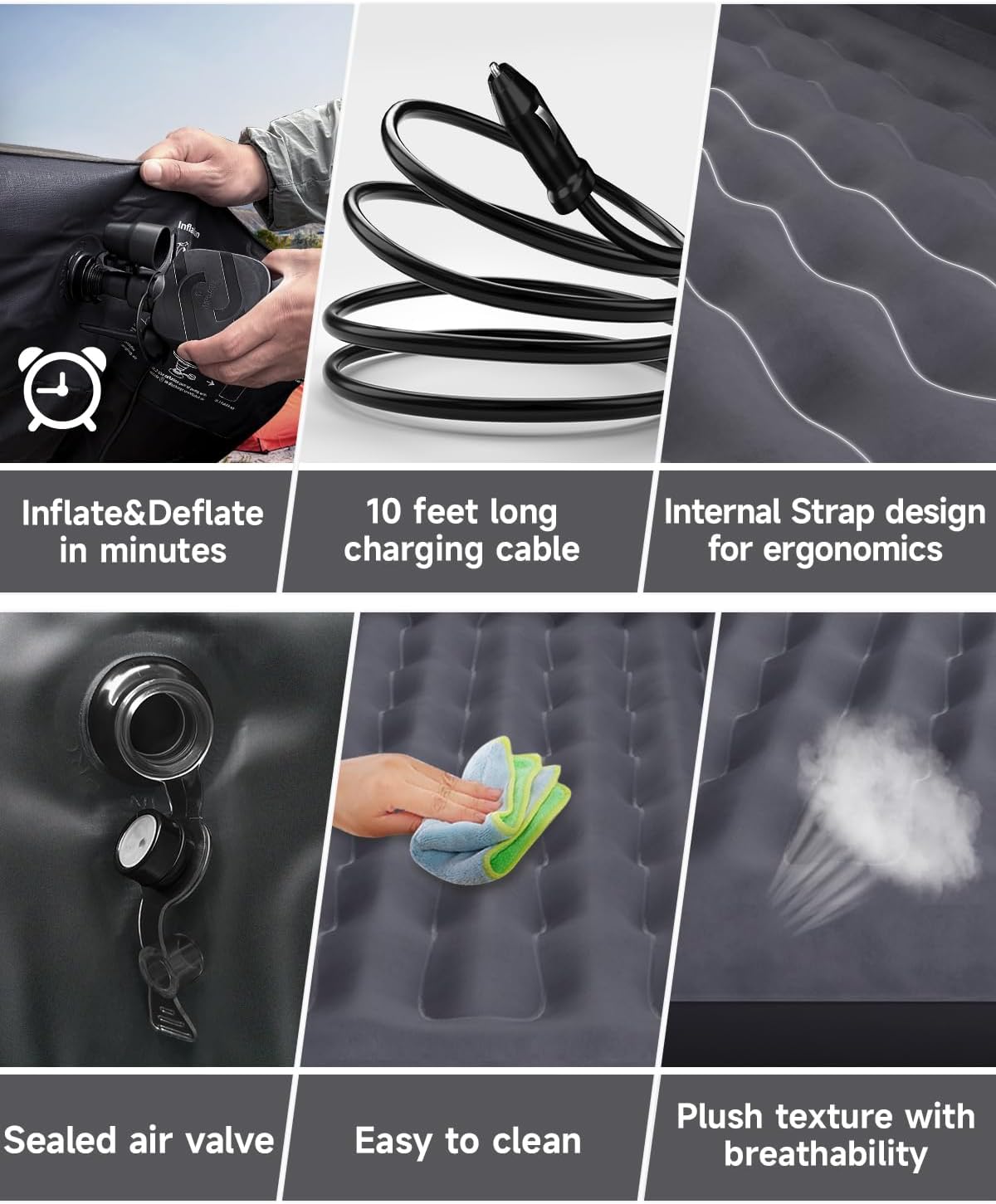 Car & SUV Air Mattress — 600 lb Capacity, Wave Ergonomic Design, Velvety PVC | 2–3 Adults