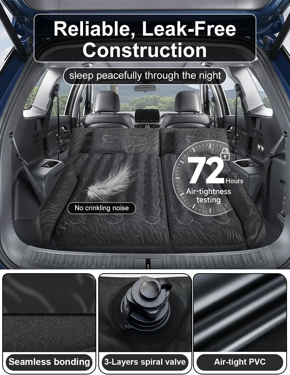 Umbrauto SUV Air Mattress — 6-Chamber, 300 lb Capacity, Electric Pump & Pillows Included | 5.4–6.07ft
