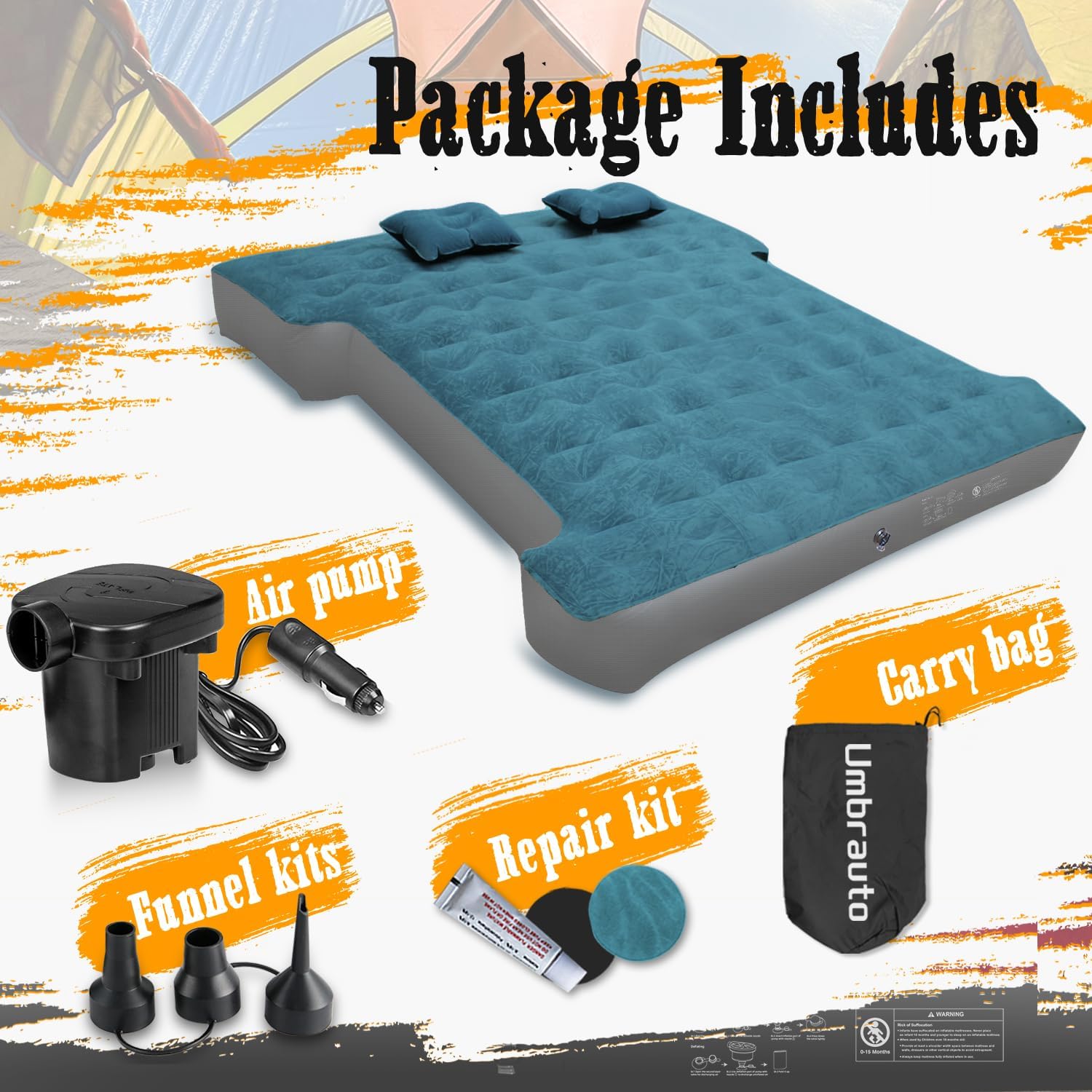 Umbrauto Short Truck Bed Air Mattress 1.0 — Fits 5.5–5.8 ft Beds, Teal
