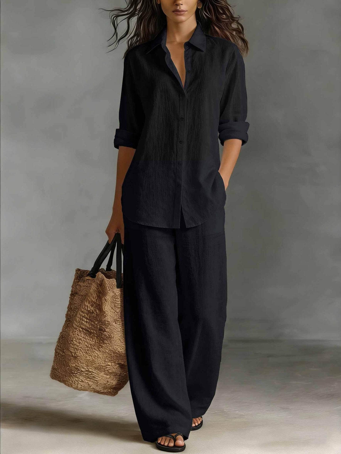 Women's Bohemian Cotton-Linen Top & Pants Set — Resort Lounge Co-ord