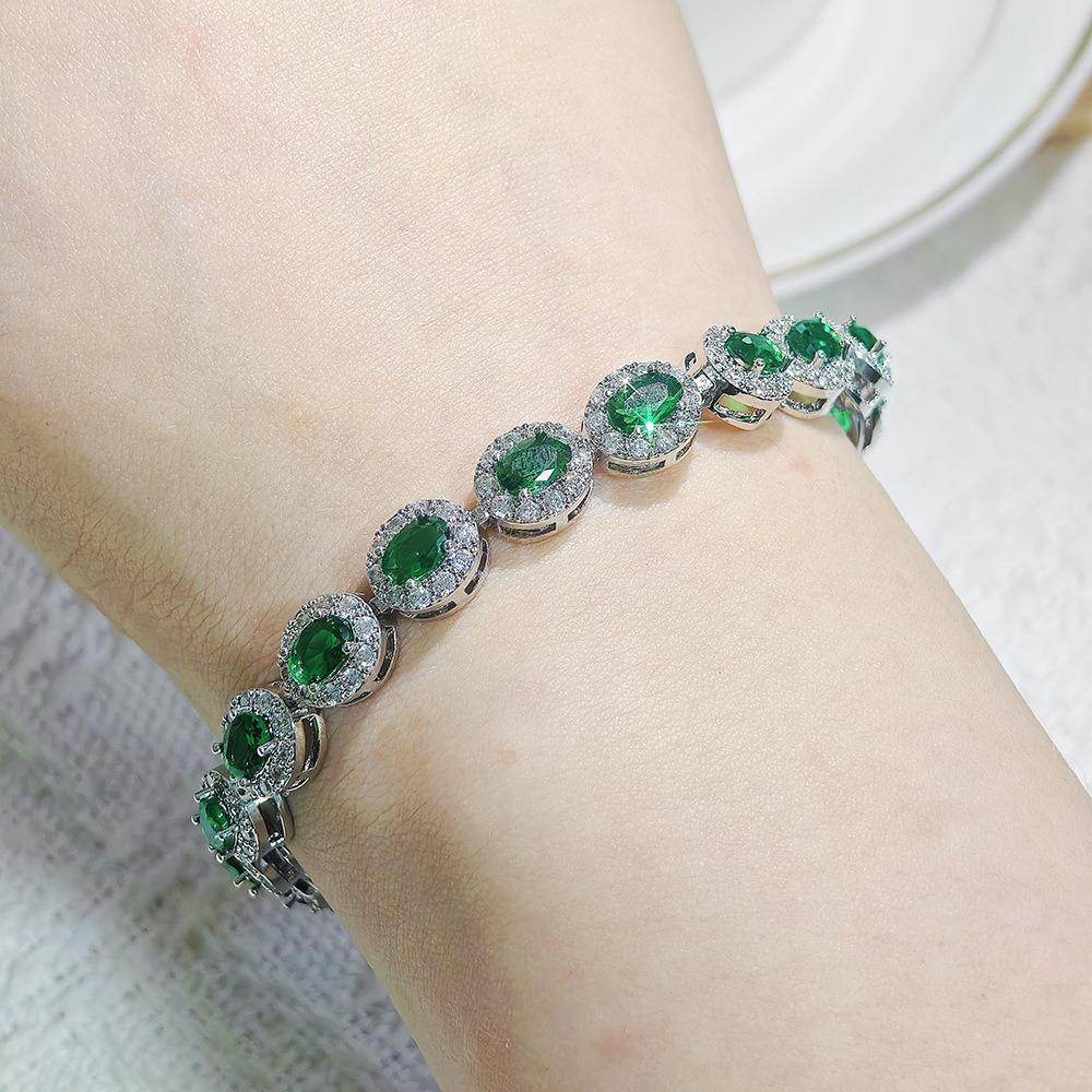 Multicolor CZ Halo Tennis Bracelet | Gold Plated Brass | 5A Cubic Zirconia