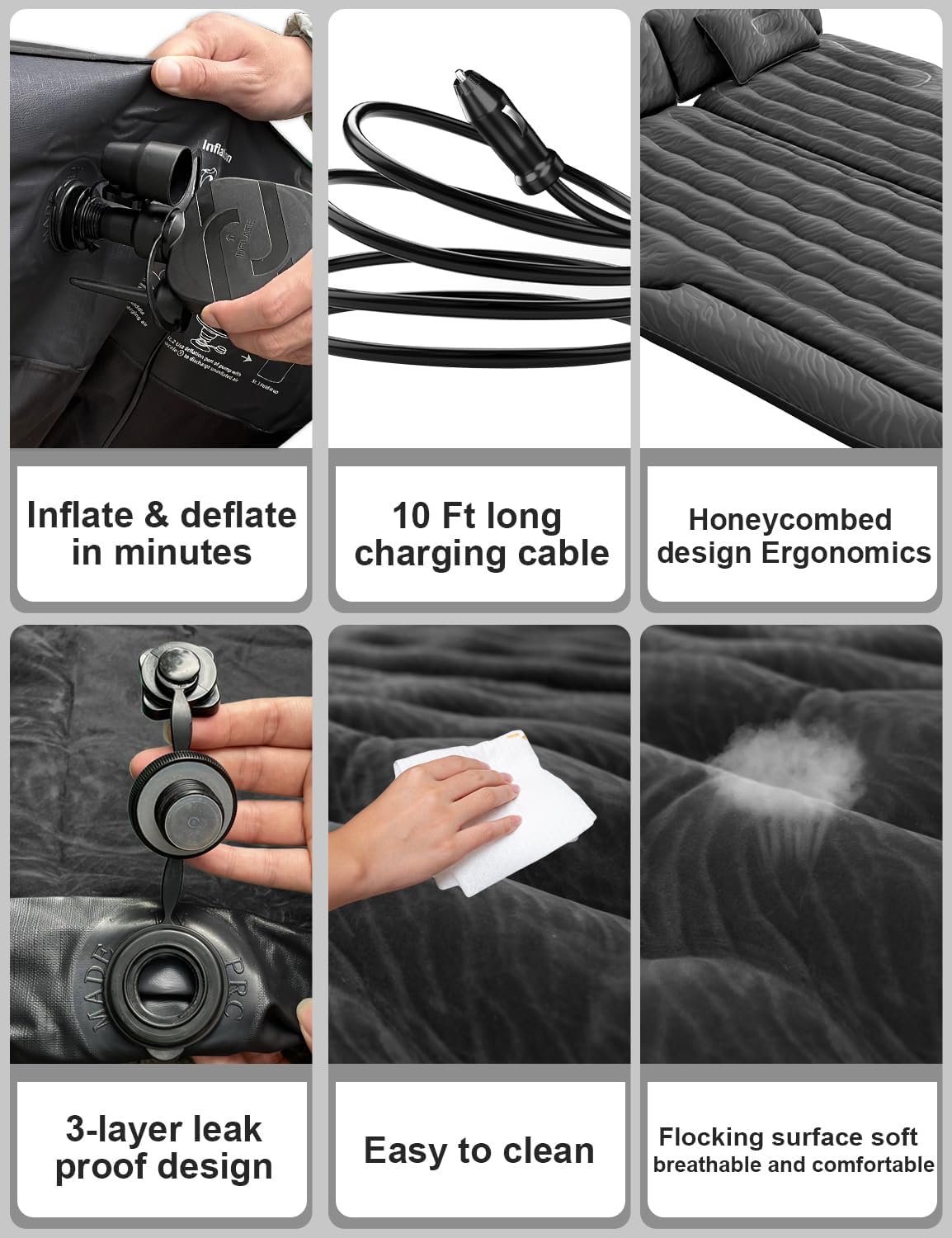 Umbrauto SUV Air Mattress — 6-Chamber, 300 lb Capacity, Electric Pump & Pillows Included | 5.4–6.07ft