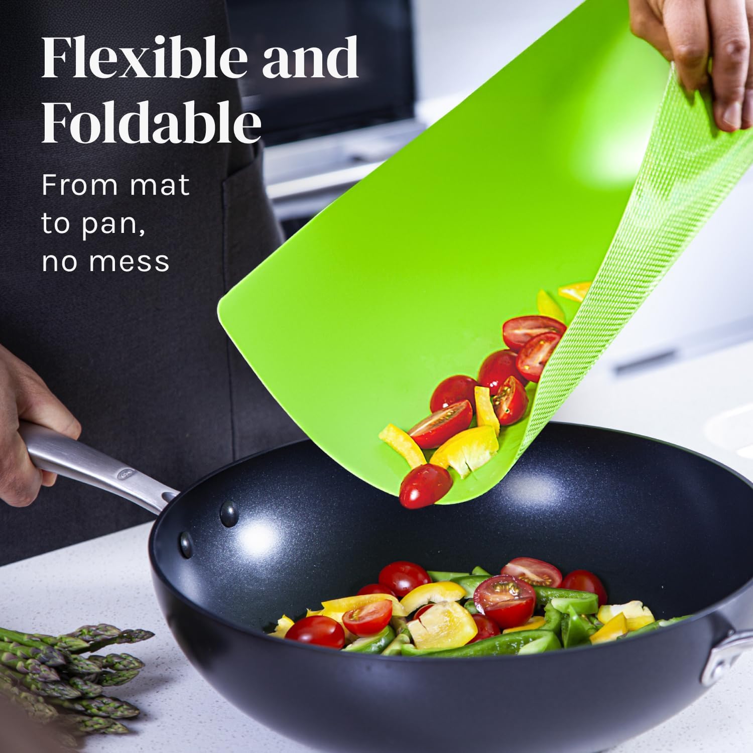 Cooler Kitchen Bamboo Cutting Board Set with 6 Color-Coded Mats & Holder