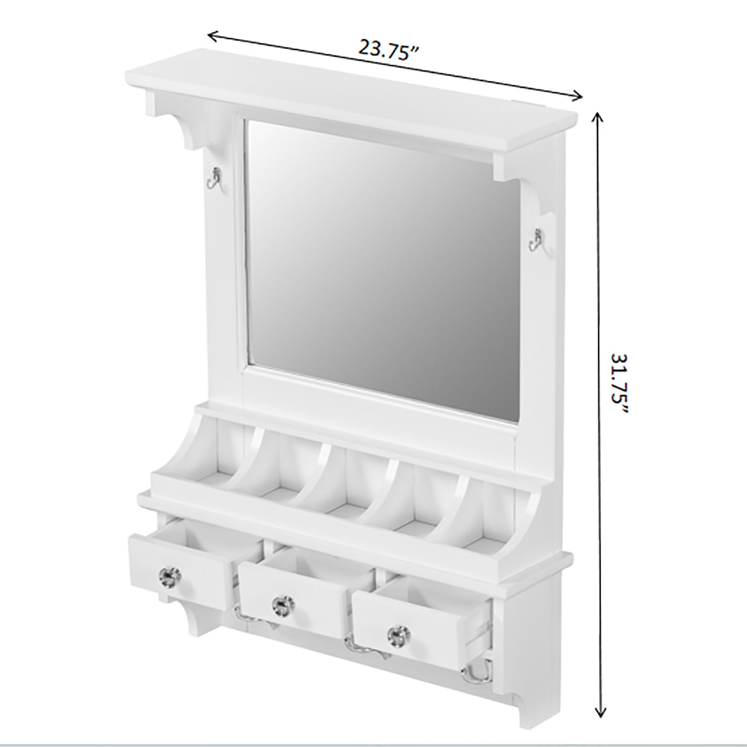 Floating Makeup Vanity with Mirror | Wall-Mounted Storage Organizer – White