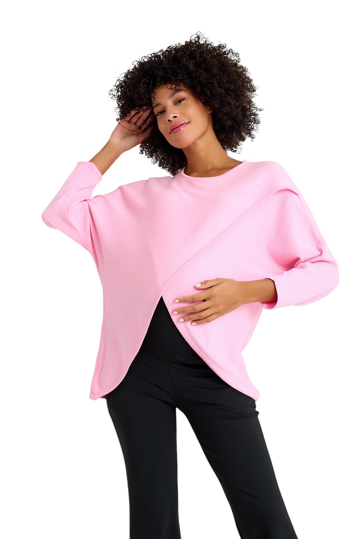 Maternity & Nursing Crossover Knit Top – 100% Cotton