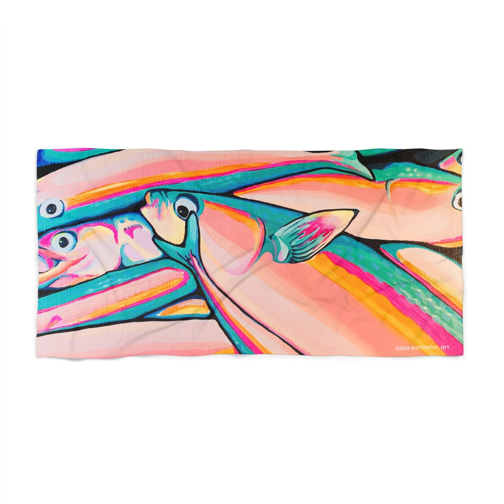 Neon Fish Beach Towel – Quick-Dry, Moisture-Absorbent | 2 Sizes