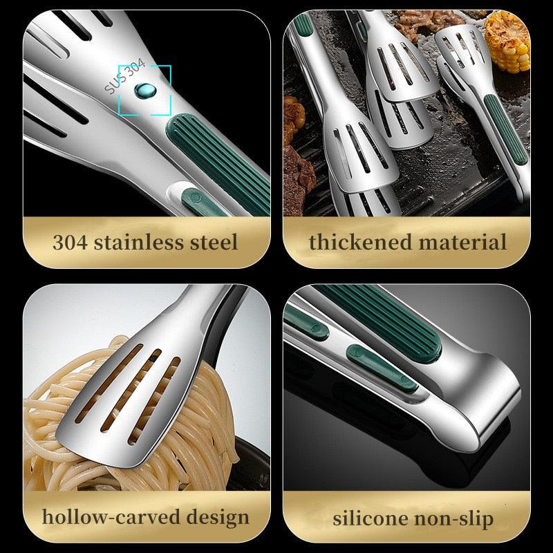 Stainless Steel Food Tongs with Silicone Handle – BBQ, Grill & Kitchen