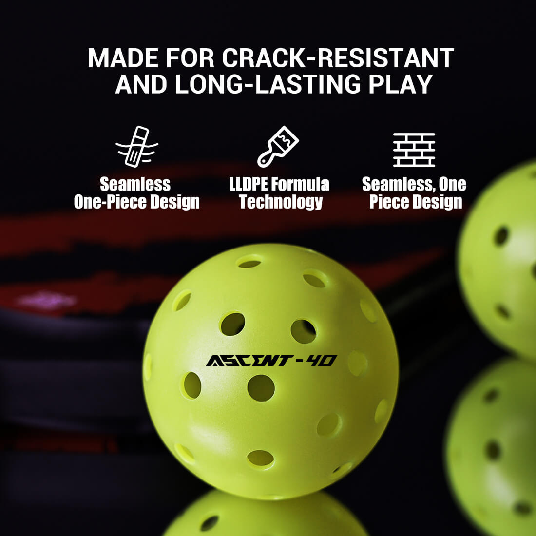 Ascent Tournament Pickleballs | USAPA-Certified Outdoor Pickleball Set (12-Pack)