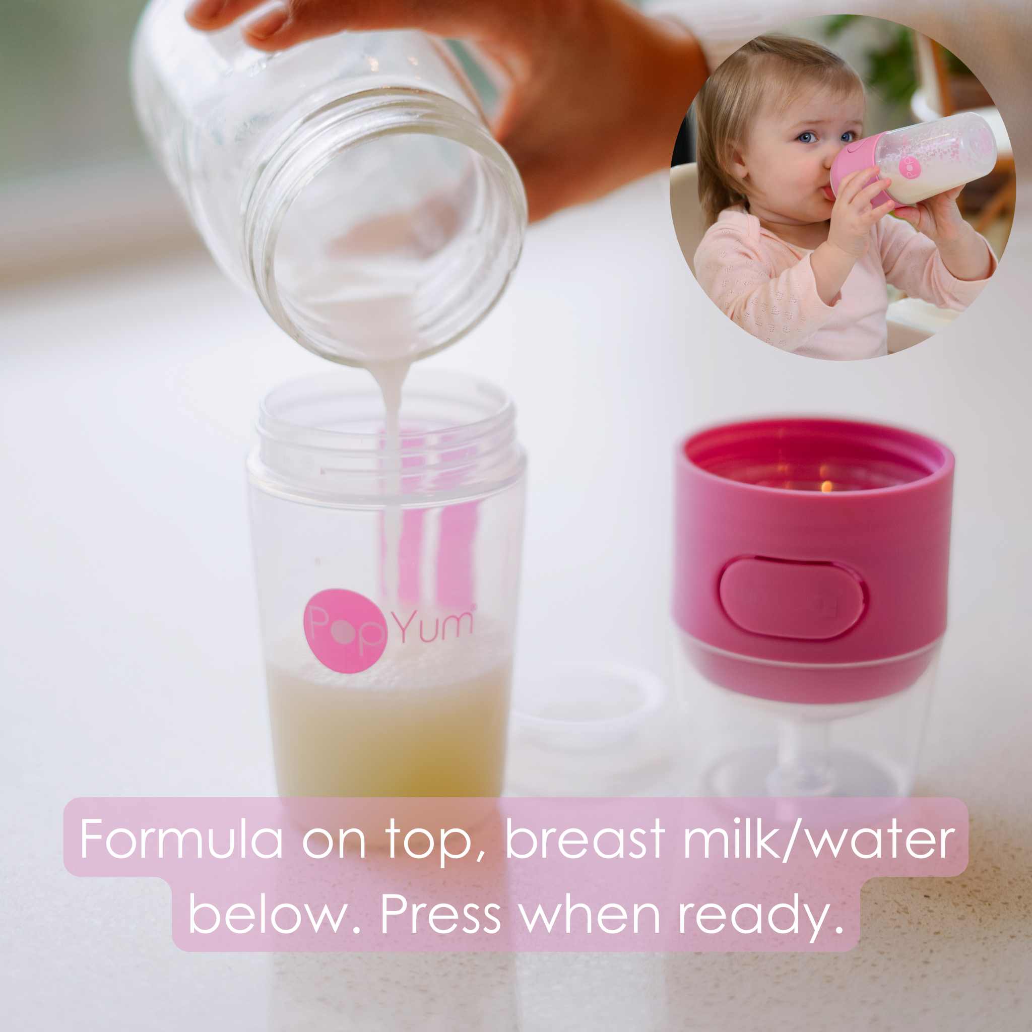 PopYum Blue Formula Making Baby Bottle 4-Pack Set with Gray Drying Rack Bundle