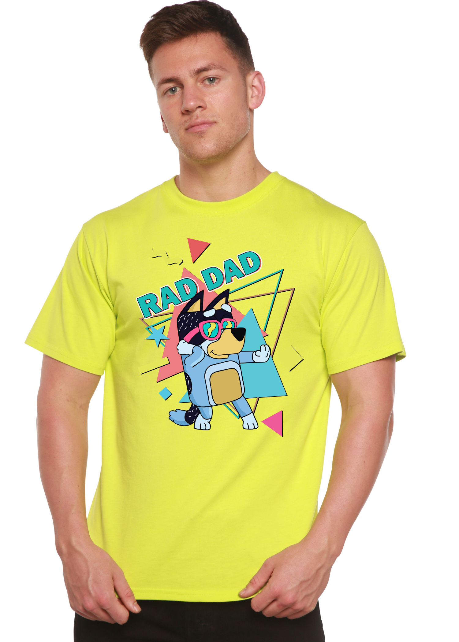 Rad Dad Bluey Men's Bamboo Graphic Tee | 70% Bamboo/Cotton | 15 Colors | S–XXL