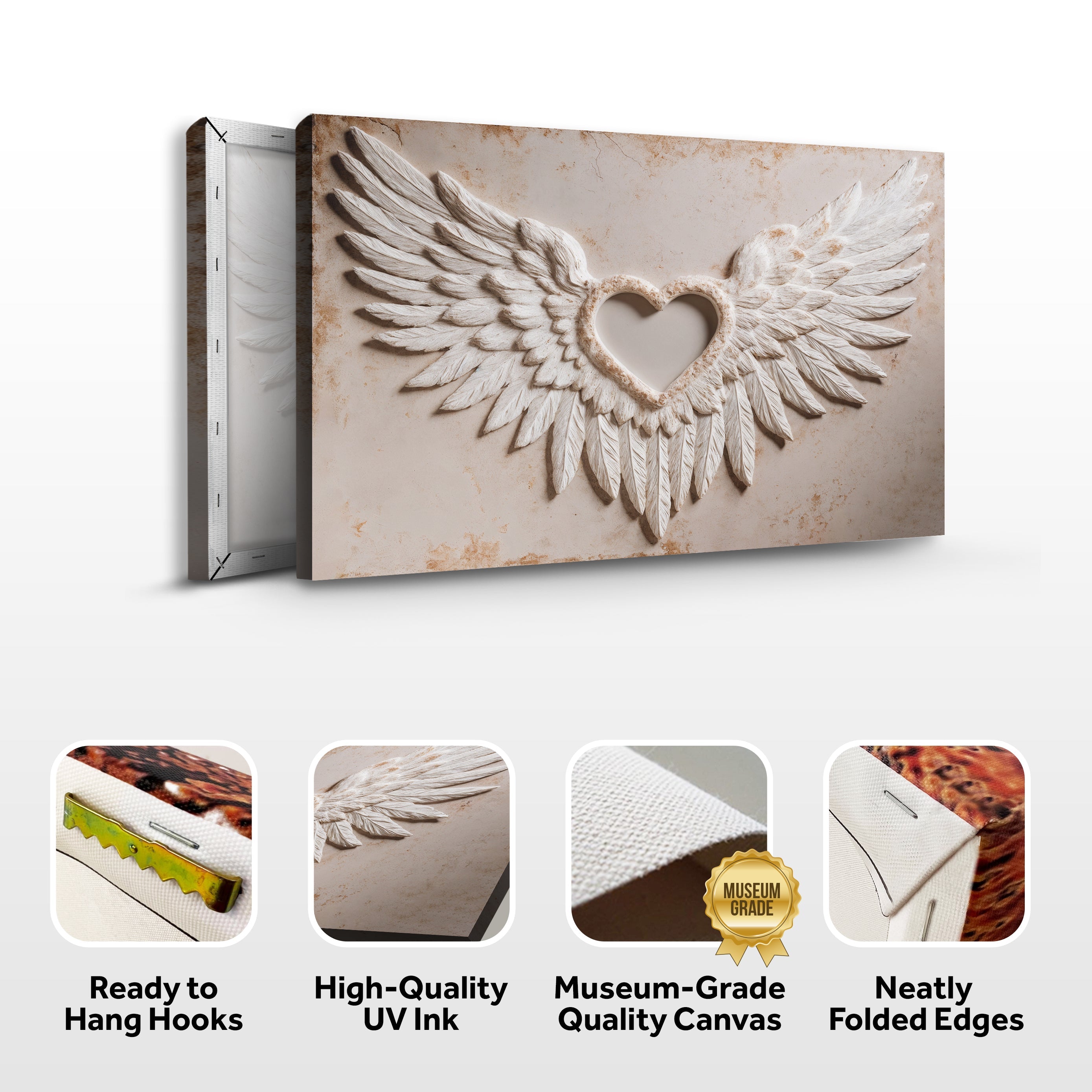Wings of Love Abstract Canvas Wall Art II | Handcrafted | 3 Sizes | Ready to Hang