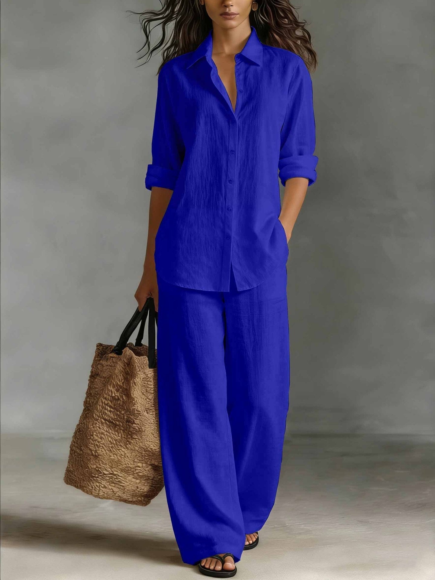 Women's Bohemian Cotton-Linen Top & Pants Set — Resort Lounge Co-ord