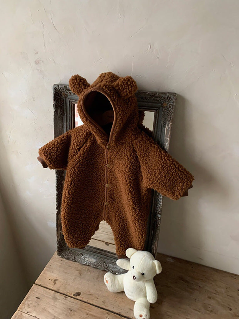 Baby Bear Double-Sided Fleece Hoodie — Unisex Winter Coat | Ages 1–3