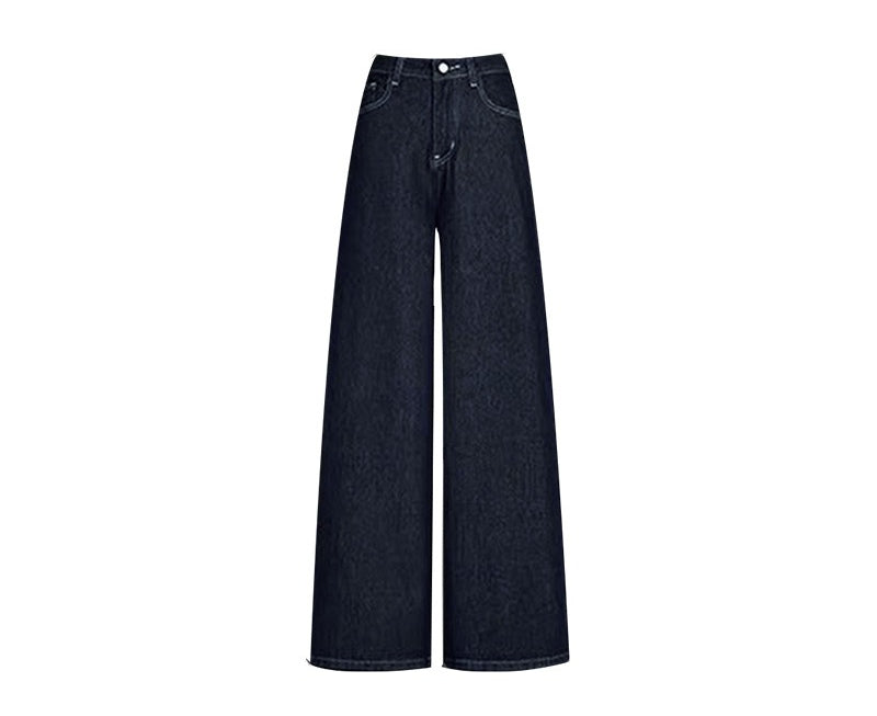 Black wide-leg jeans on a white background