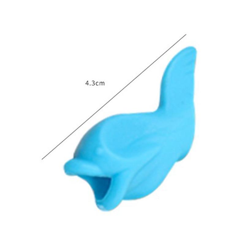 Blue plastic tool with measurement label on a white background